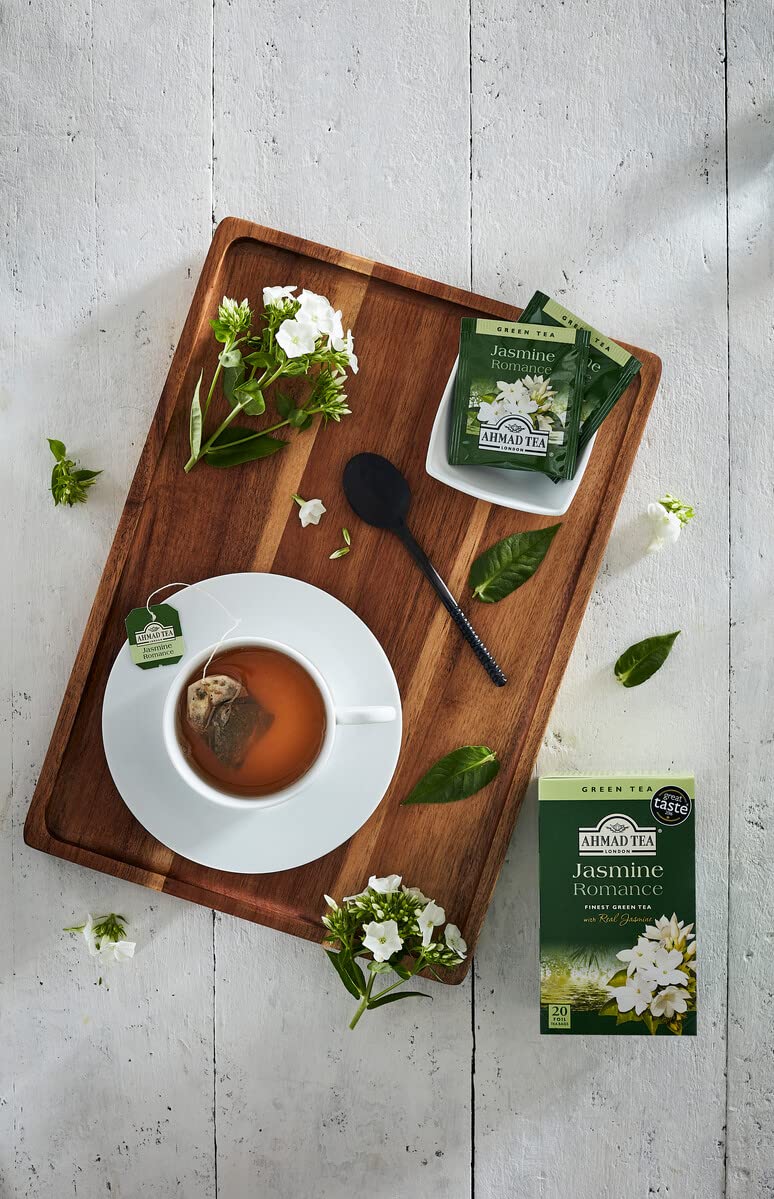 Ahmad Tea Jasmine Romance Green Tea - 20 Tea Bags per Box (Pack of 6) | Premium Floral Jasmine Green Tea for Relaxation & Afternoon Tea Time