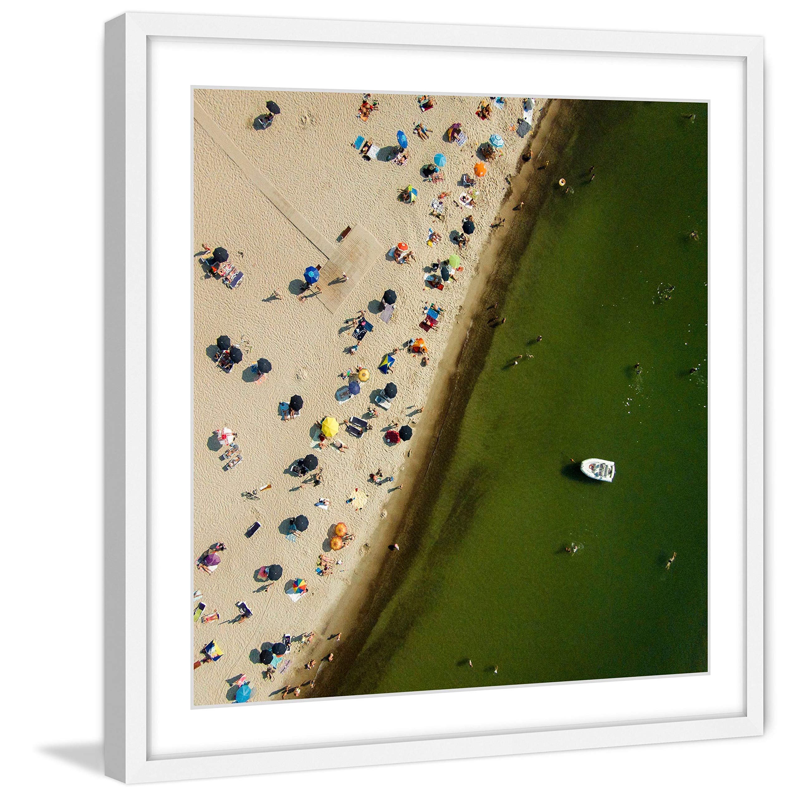 Handmade Beach Day Framed Print 32x32 - Coastal Wall Art Decor for Living Room, Bedroom & Office - Marmont Hill