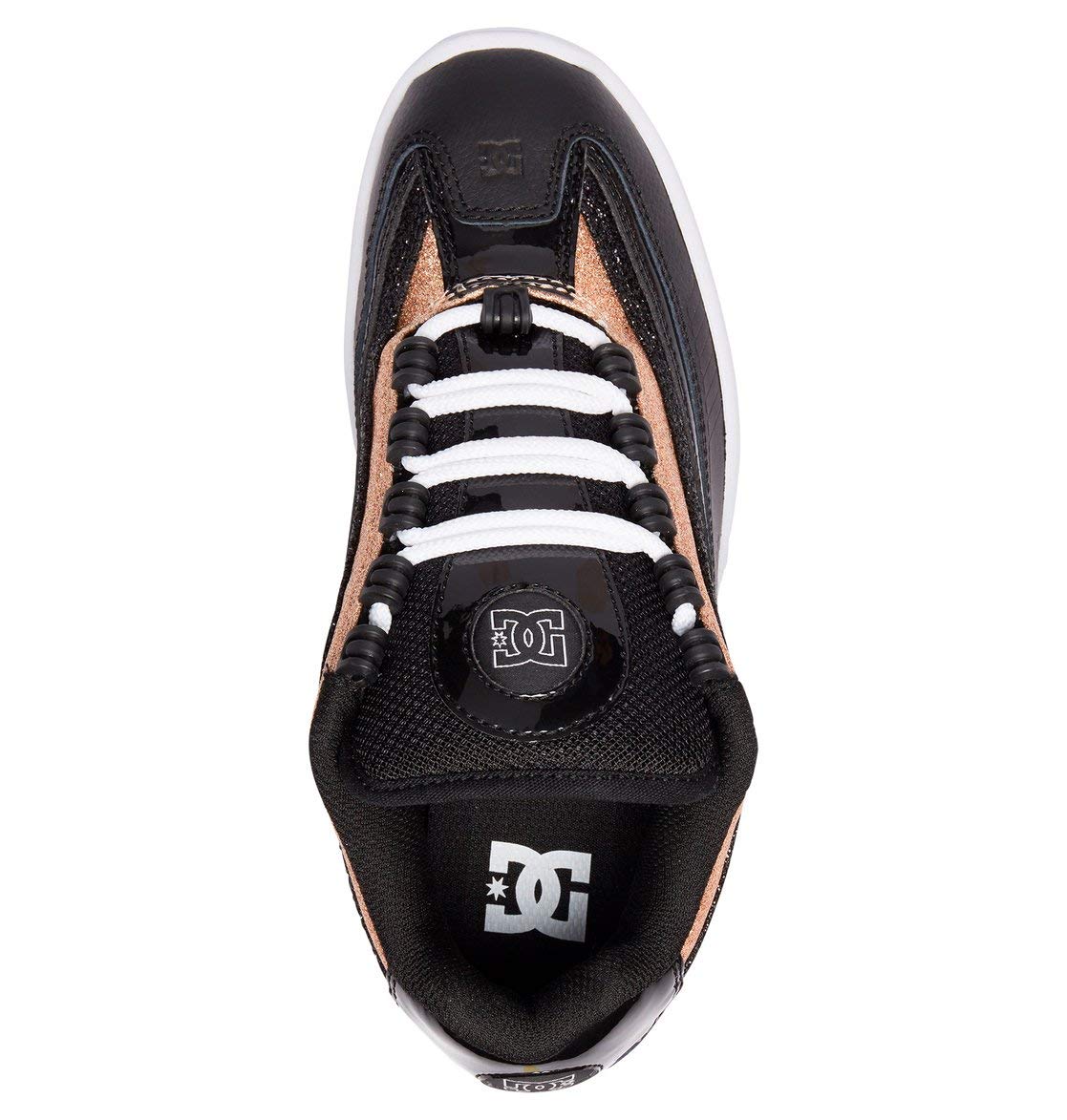 DC Shoes Legacy Lite Women's Leather Trainers - Black Gold Sneakers (US Size 5) | Comfortable Casual Shoes for Walking, Gym & Everyday Wear