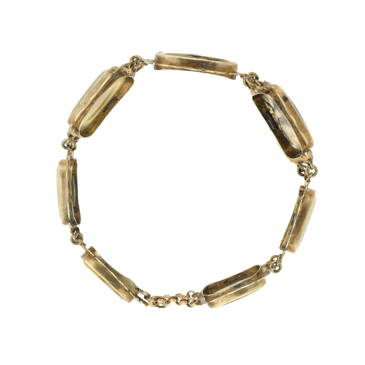 Victorian Style 14kt Gold Dendritic Moss Agate Link Bracelet for Women - Elegant Jewelry Gift for Birthday, Anniversary & Special Occasions