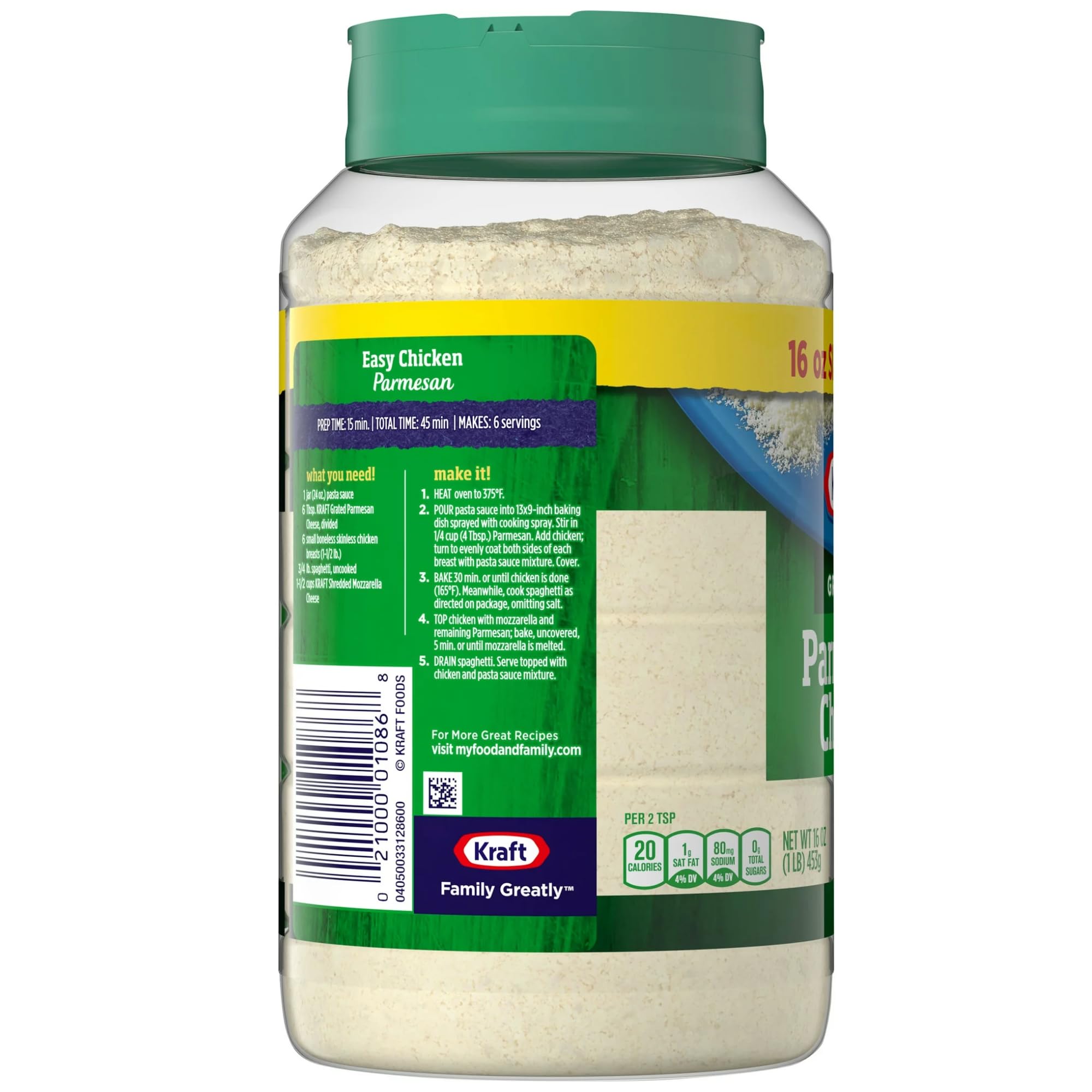 Kraft Parmesan Cheese Grated 16oz - Low Calorie, Low Fat Vegan & Keto Friendly Italian Cheese Powder | Perfect for Pasta, Pizza & Salads | Premium Quality Romano Cheese in Convenient Shaker | Elegantly Packaged in BETRULIGHT Brand Box