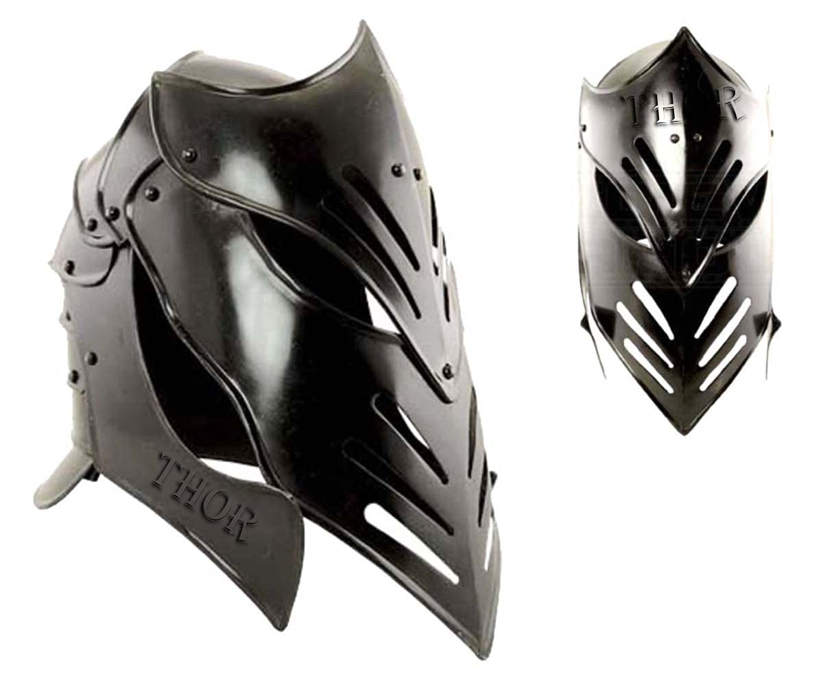 Dark Fantasy Medieval Knight Armor Helmet - Rustic Vintage Gothic Home Decor for Halloween, Cosplay & Medieval Themed Parties - Unique Gift for History Lovers & Collectors