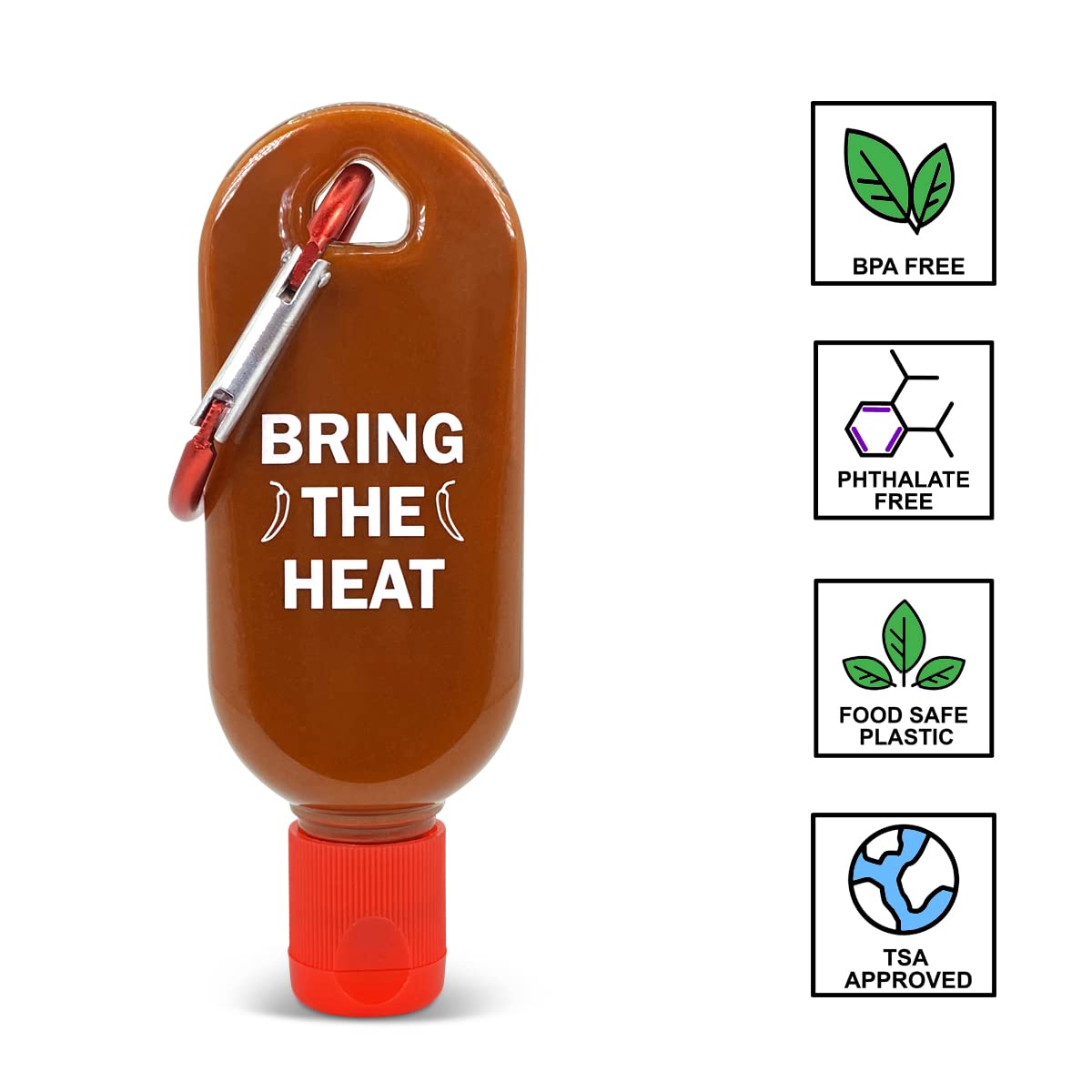 Refillable Mini Hot Sauce Bottle Keychain - 1 Oz Empty Travel Hot Sauce Container - BPA-Free & Food Grade - Portable Spicy Condiment Carrier - Perfect for Camping, Hiking & On-the-Go Meals - Ships Empty with Funnel
