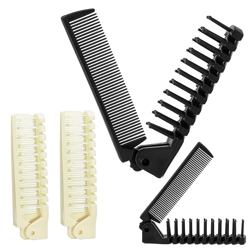 FZGLHQQ 4-Pack Folding Hair Brush Set - Portable Travel Hair Comb with Detangling & Anti-Static, Compact Collapsible Pocket Hairbrush (7.8 x 0.5 Inch) - Perfect for Travel, Gym, Office & On-the-Go Styling