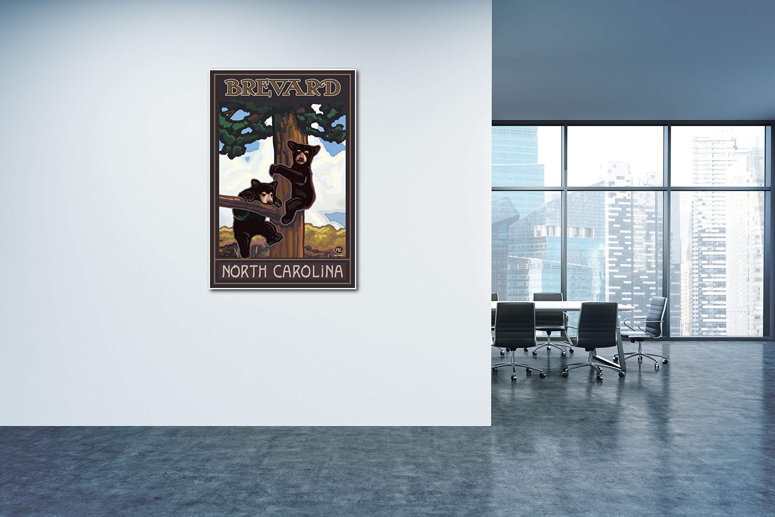 Two Bears in Tree Giclee Art Print Poster - Brevard North Carolina Landscape Artwork by Artist Paul A. Lanquist - 30x45 Inches - Perfect for Home Decor, Office Wall Art & Nature Lover Gifts