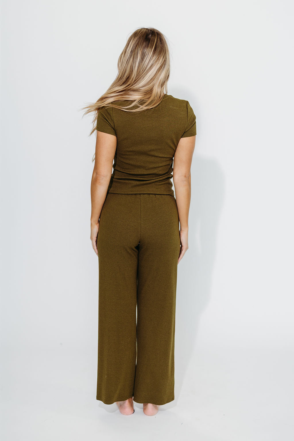 The Muse Knit Top & Pants Set in Olive - Stylish Women's Casual Outfit for Work, Travel & Everyday Wear