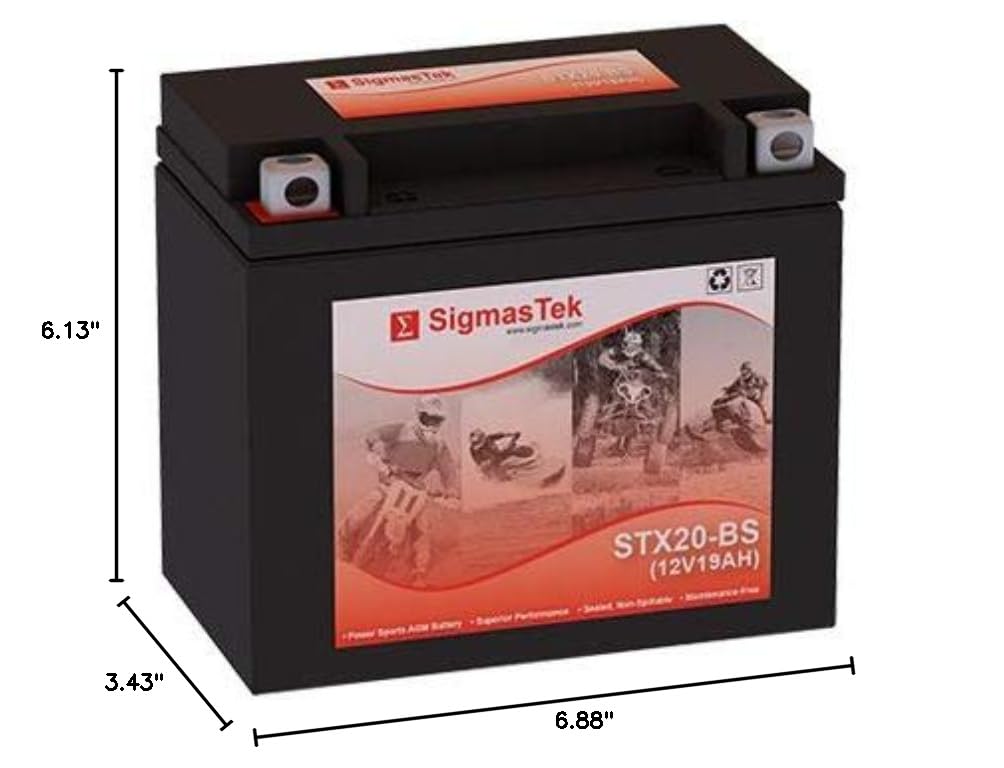 Chrome Battery 20-BS High Performance Motorcycle Battery - Replacement for Harley, Honda, Yamaha - Perfect for Cruisers, Touring & Off-Road Bikes