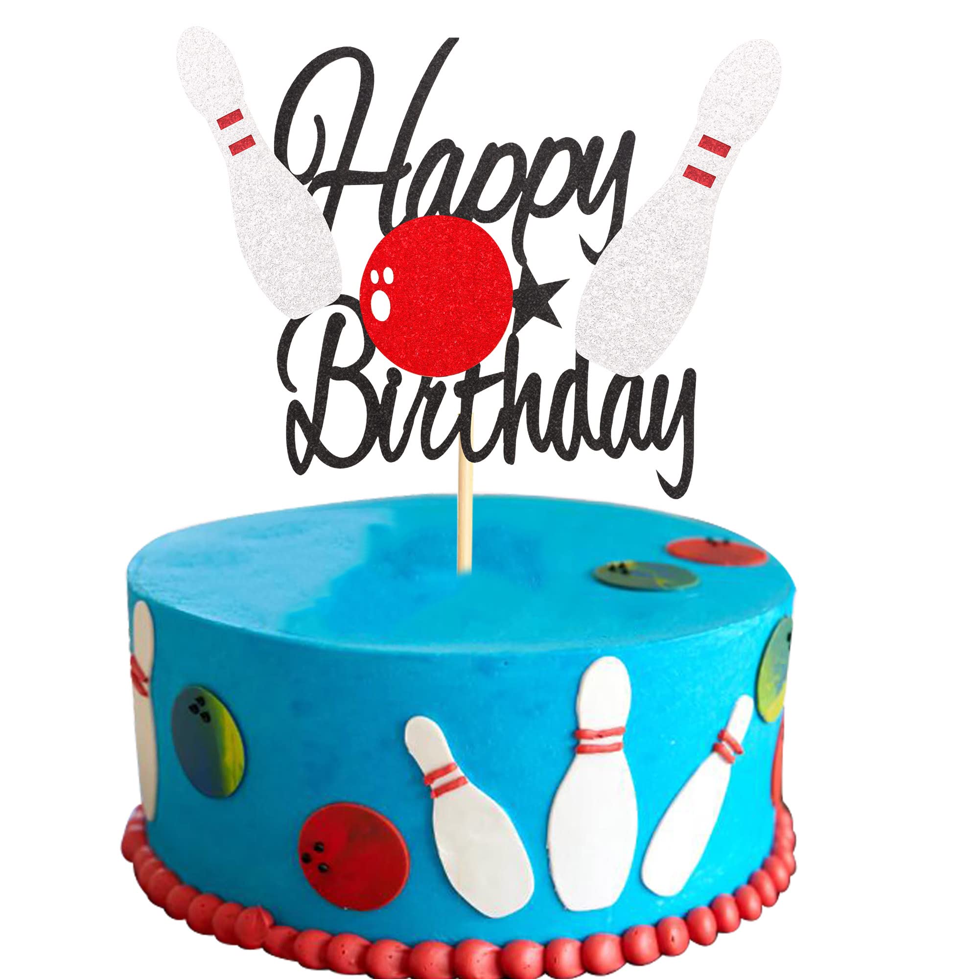 Bowling Ball Cake Topper - Bowling Birthday Party Decorations for Cakes, Baby Showers & Company Events | Perfect for Bowling Themed Celebrations & Sports Party Decor