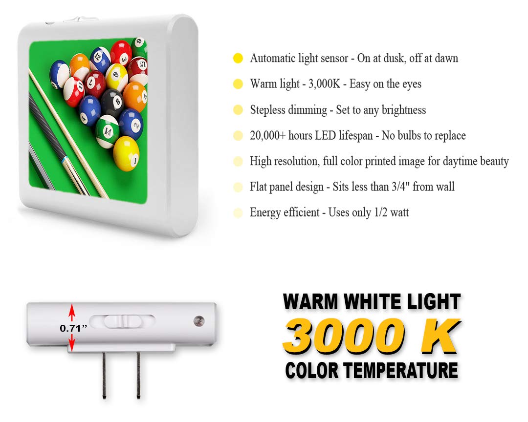 Dimmable LED Night Light with Auto On/Off Sensor, Adjustable Brightness & Warm White Light - Perfect for Bathroom, Hallway, Nursery, Bedroom & Kids Room - Energy Saving Plug-in Nightlight for Safe Nighttime Navigation