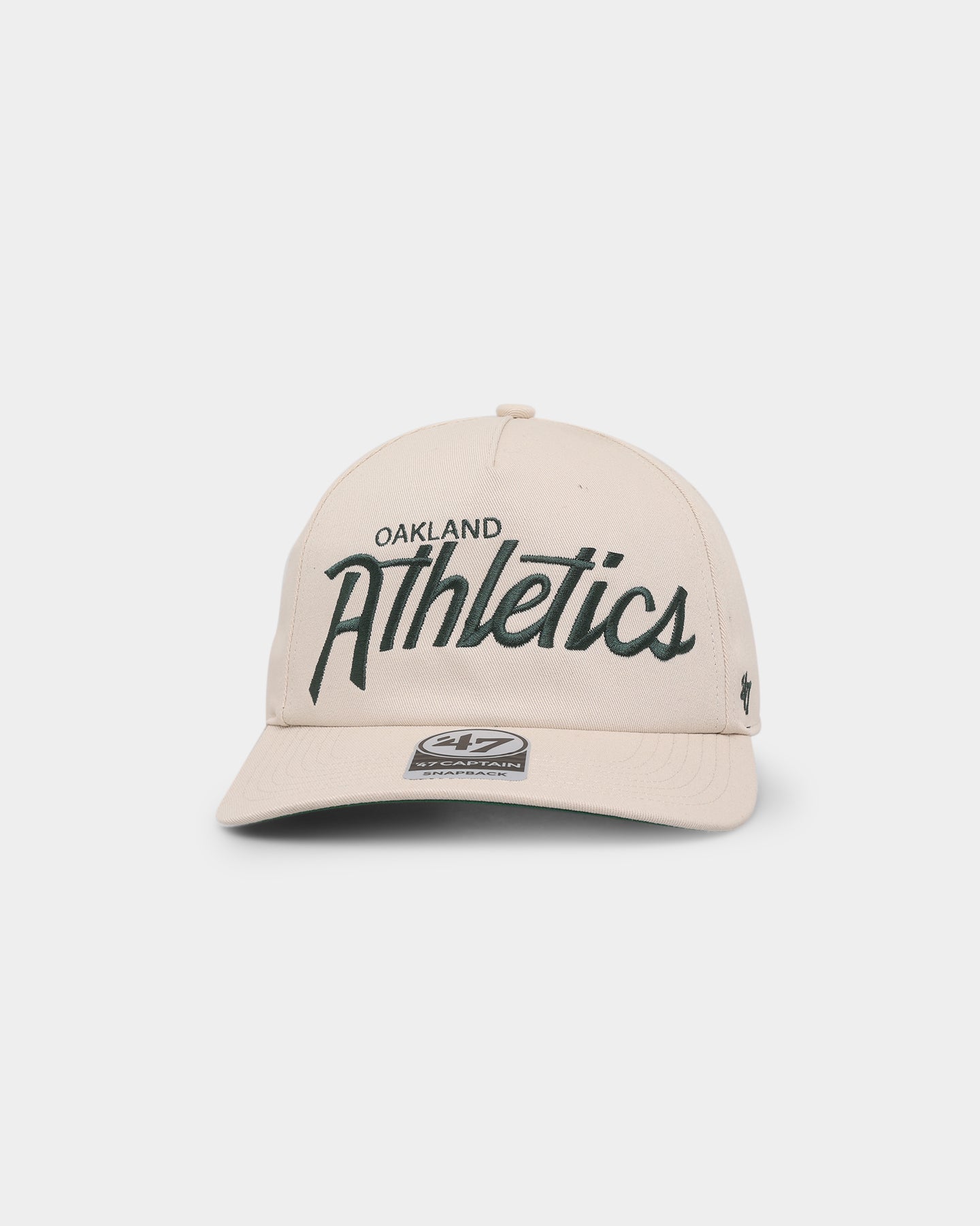47 Brand Oakland Athletics Nantasket Script '47 Captain DT Snapback Bone Hat - Official MLB Baseball Cap for Men & Women - Perfect for Sports Fans, Streetwear Fashion and Casual Outfits