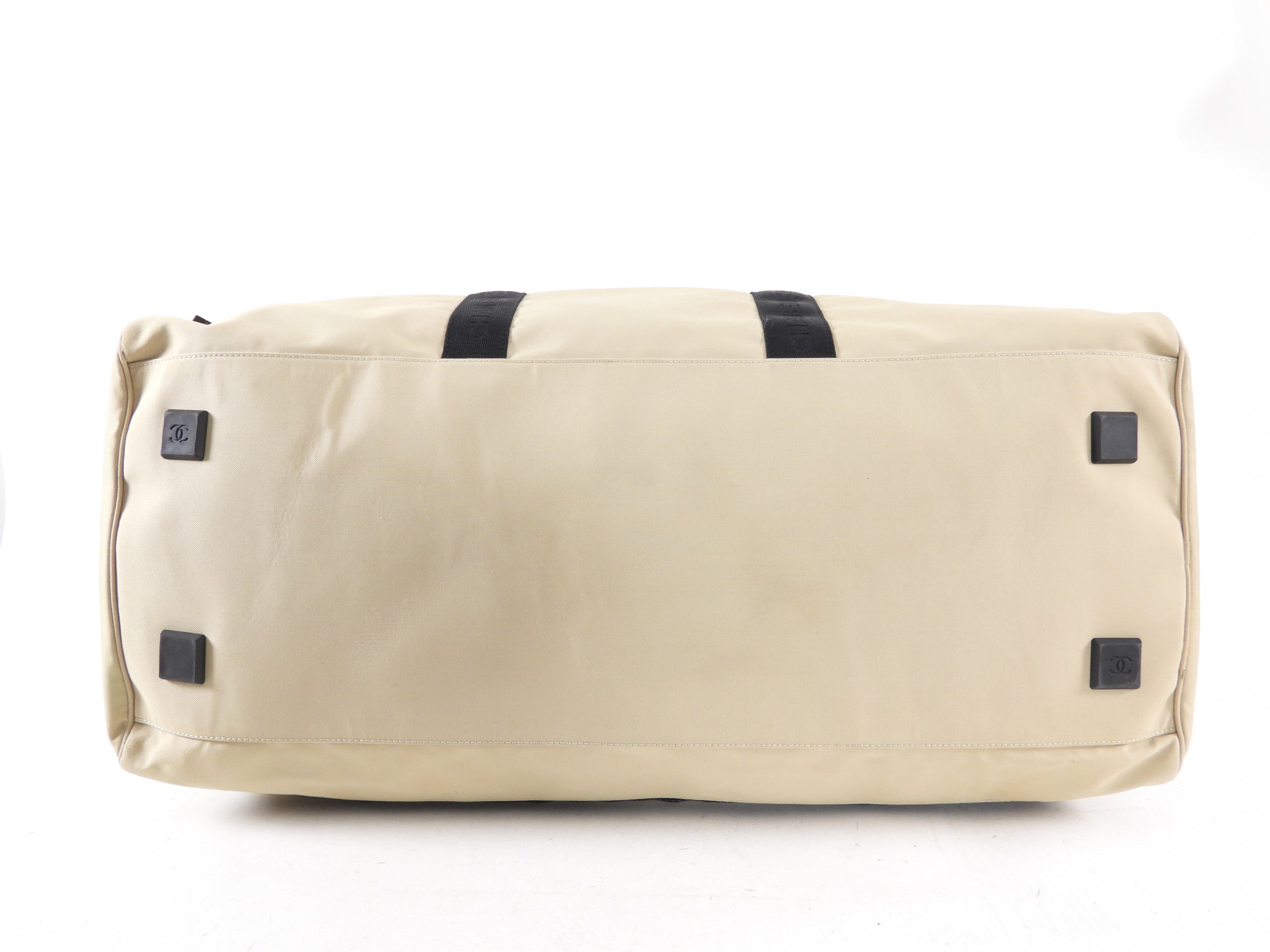 Vintage Chanel Sport 2002 XL Beige Nylon Duffle Bag - Travel Duffel for Women, Gym Bag, Weekend Getaway & Luxury Designer Tote