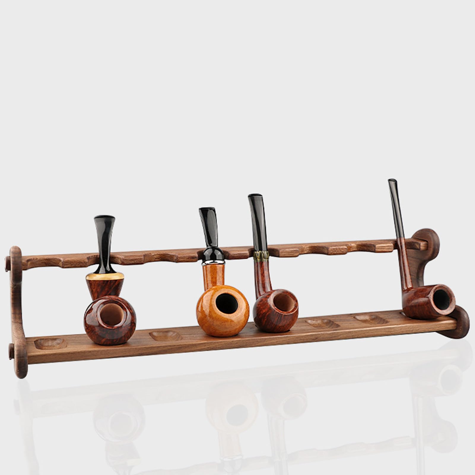 Handmade Wooden Pipe Stand Holder for 8 Smoking Pipes - Creative Cigarette Case Display (42 x 9.8 cm) - Perfect for Tobacco Pipe Collectors & Smoking Lounges