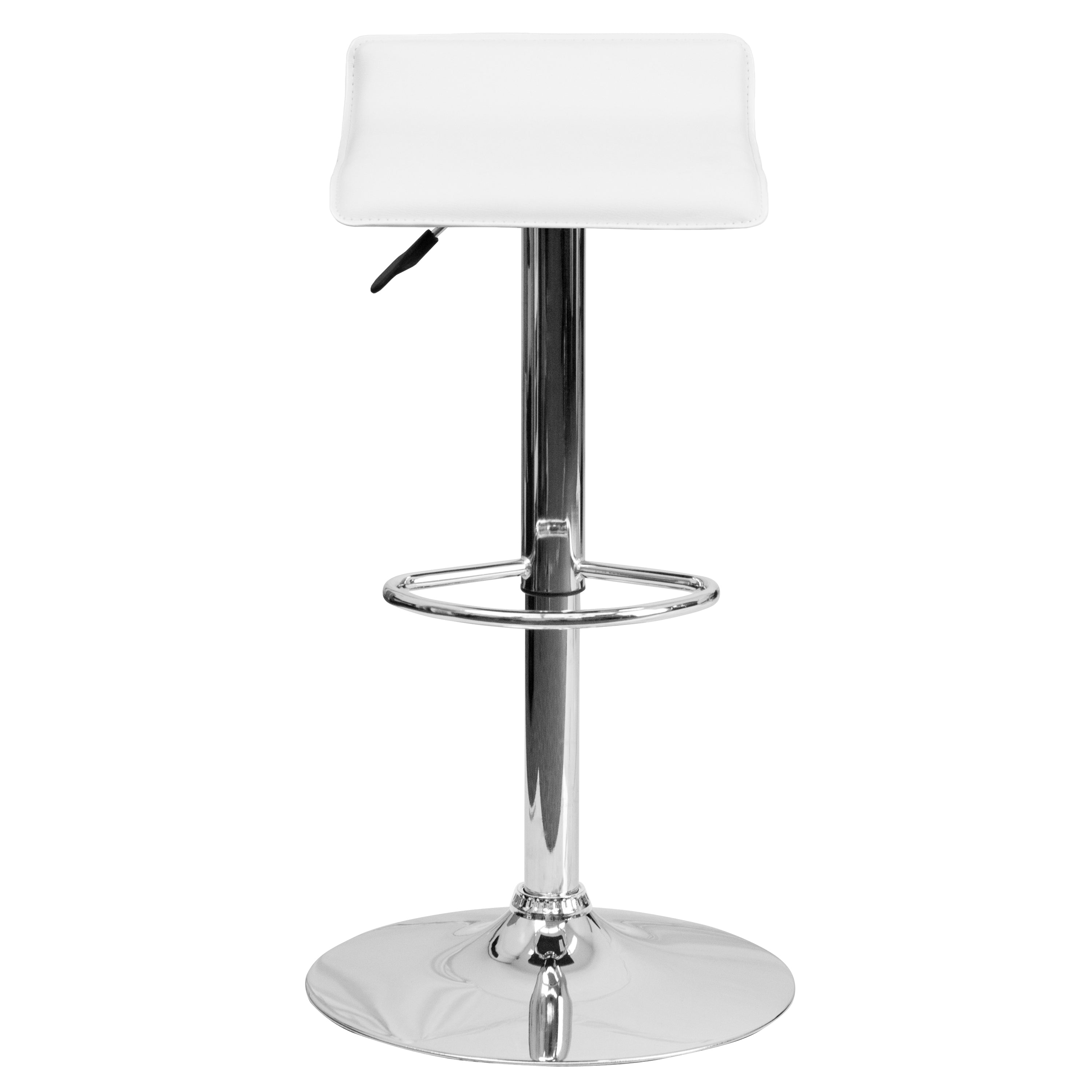 FLASH Dax Contemporary White Vinyl Adjustable Height Bar Stool with Solid Wave Seat & Chrome Base - Perfect for Kitchen Islands, Breakfast Bars & Modern Home Decor