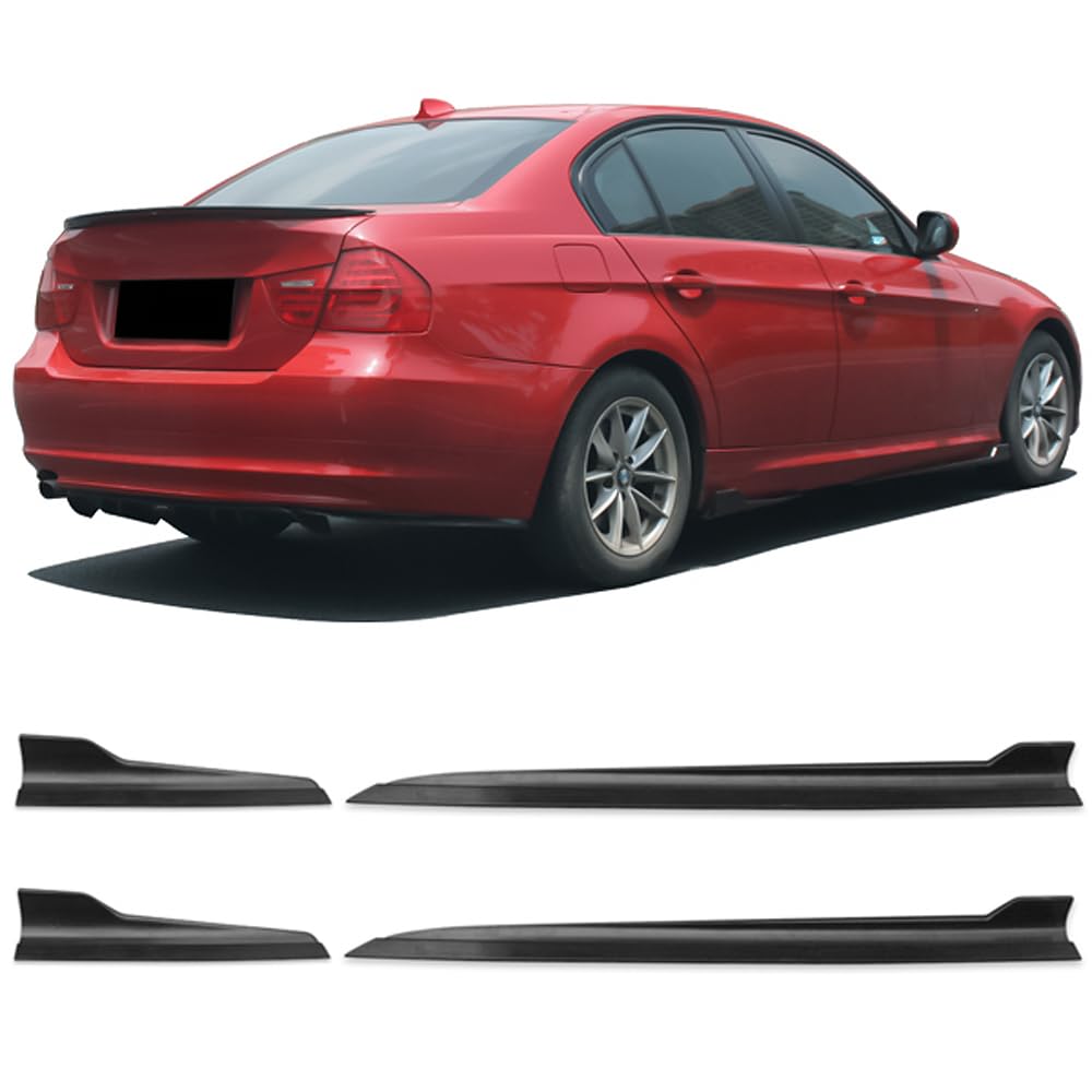 IKON MOTORSPORTS Universal Fit PP Side Skirts & Rocker Panel Extensions - Aerodynamic Car Body Kit for Sports Cars & Tuner Vehicles (Perfect for Street Racing & Car Shows)