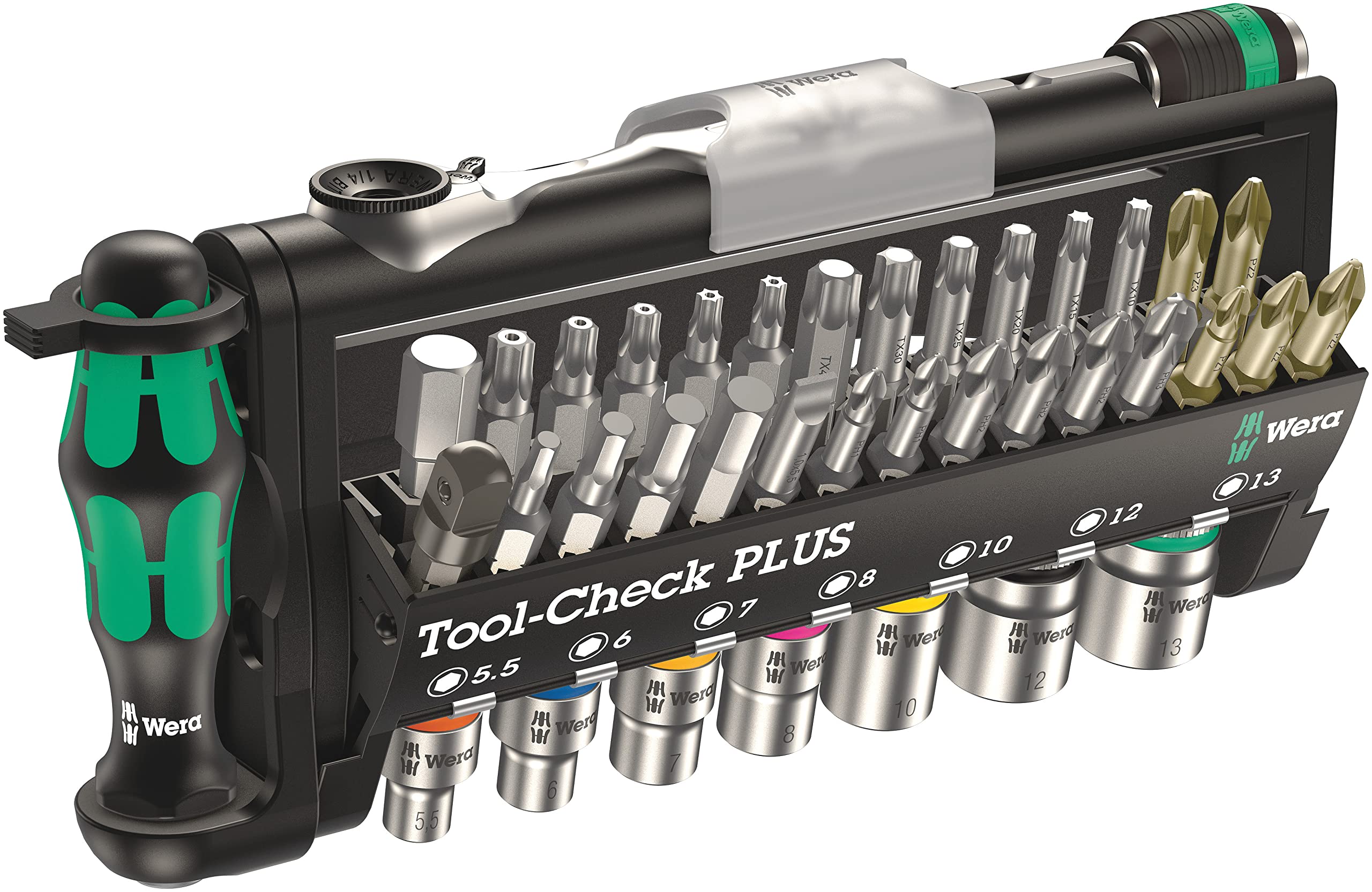 Wera Tool-Check Plus 39-Piece Bit Ratchet Set with Sockets - Premium German-Made Screwdriver Kit for DIY, Automotive & Home Repair
