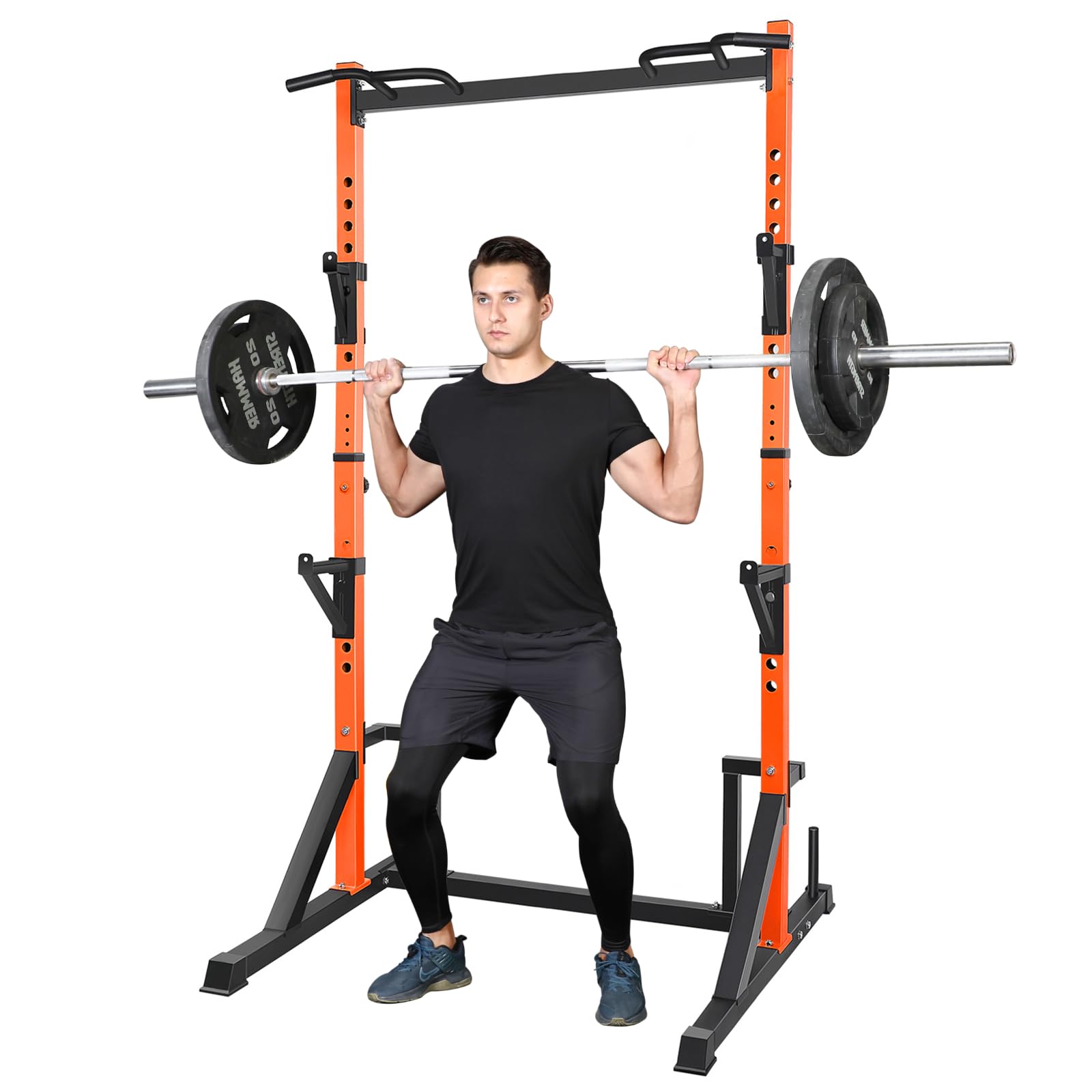 CANPA Heavy Duty Power Rack with Pull-Up Bar - 1000LB Capacity Adjustable Squat Rack for Home Gym - Perfect for Strength Training, Weight Lifting & CrossFit Workouts