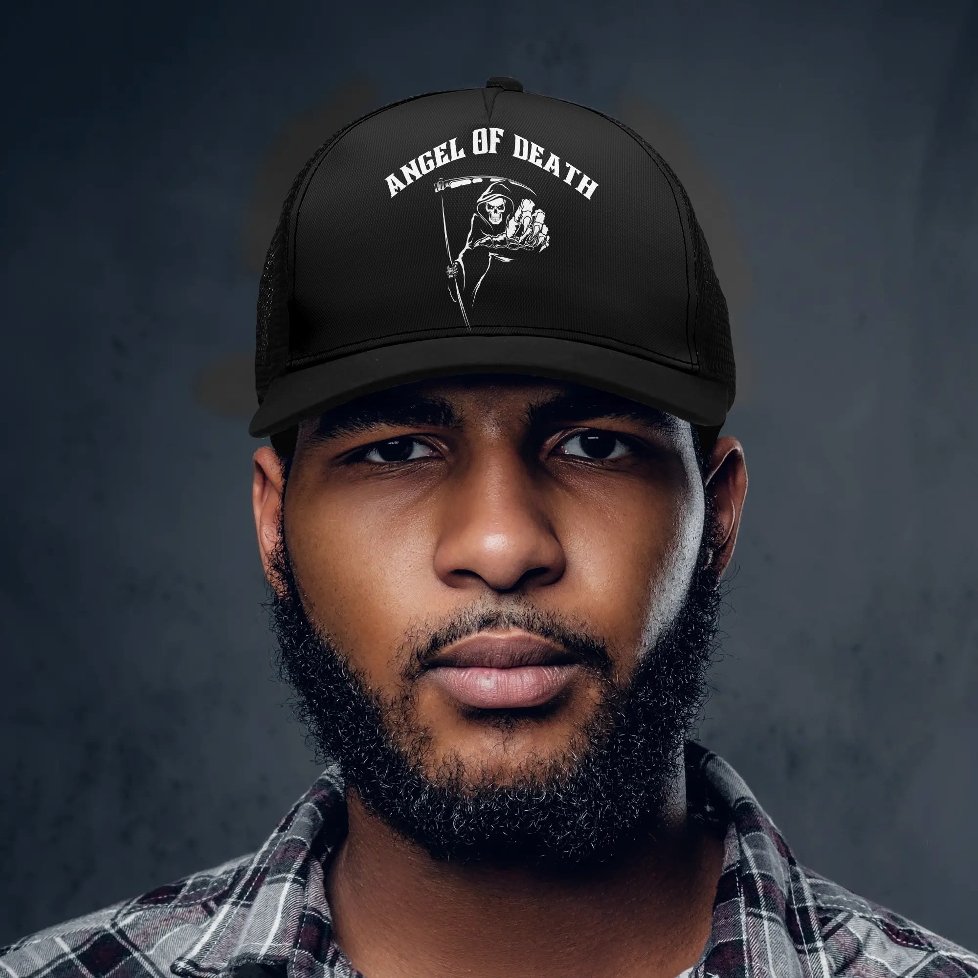 Angel Of Death Mesh Trucker Hats for Men & Women - Adjustable Snapback Baseball Cap for Outdoor Activities, Sports & Casual Wear