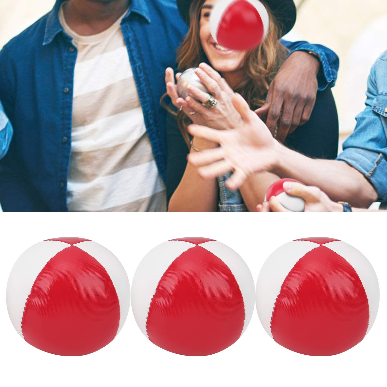 01 Professional Juggling Balls Set for Beginners & Experts - Soft Indoor Practice Balls for Office, Home & Entertainment (Red & White) - Perfect for Stress Relief, Skill Development & Party Games