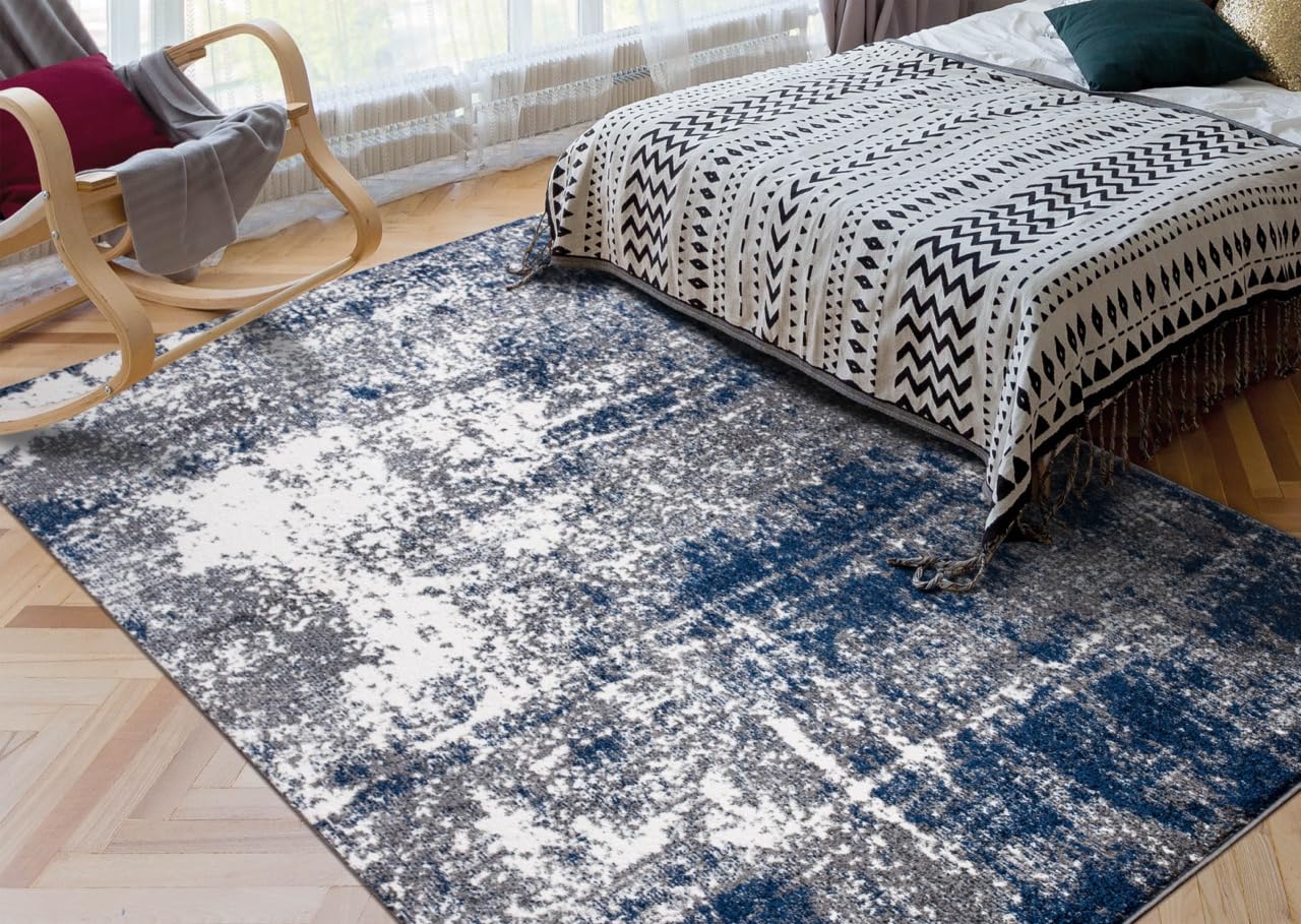 Premium Non-Shedding Abstract Area Rug 8x10 - Soft Modern Kitchen Rug, Living Room Carpet, Bedroom Floor Mat, Dining Room & Entryway Decor - 7'3