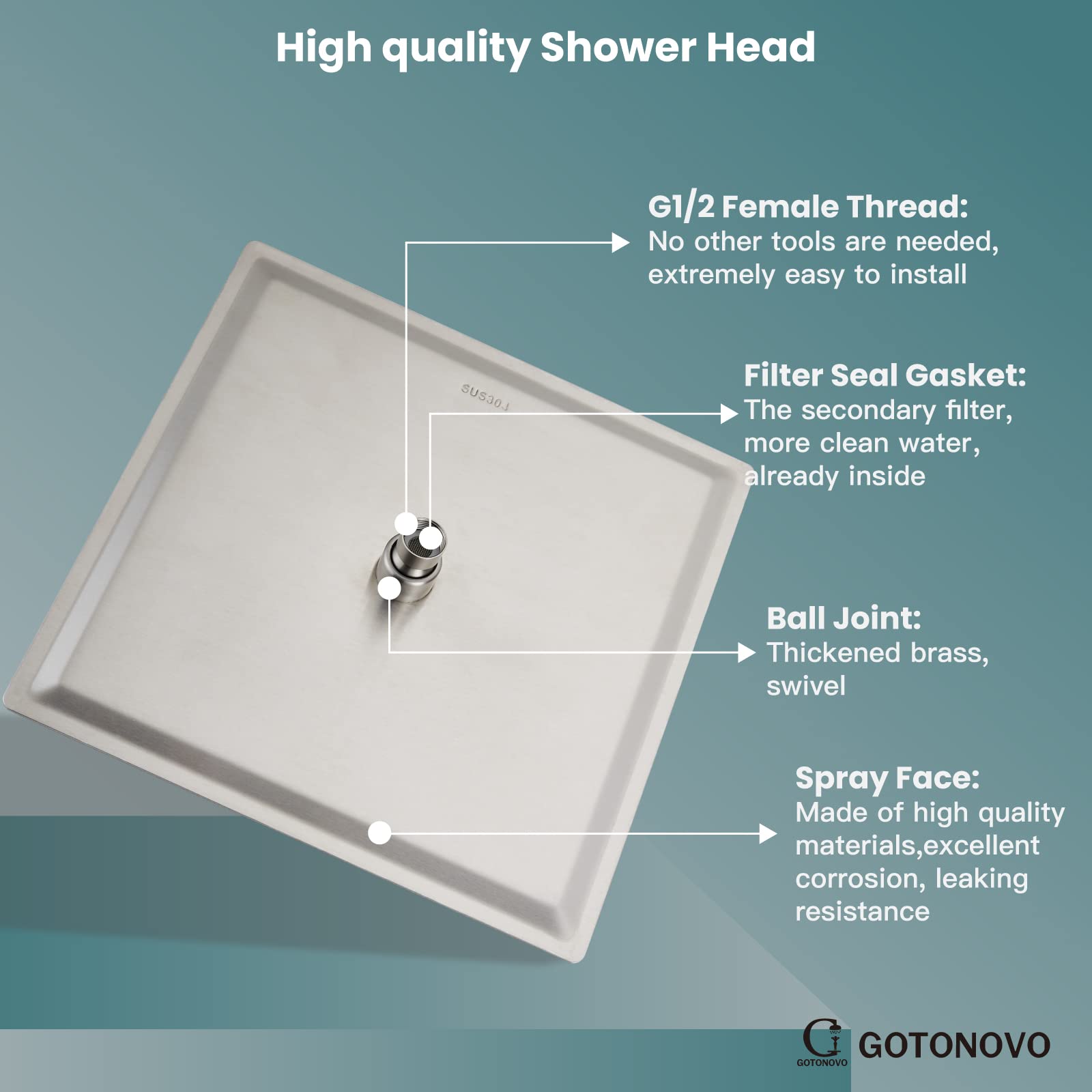 Gotonovo Brushed Nickel Rainfall Shower System Set - 10 Inch Shower Head with Handheld Spray, Wall Mount Mixer Valve & Trim Kit for Modern Bathroom | Perfect for Spa-Like Experience and Luxury Home Renovation