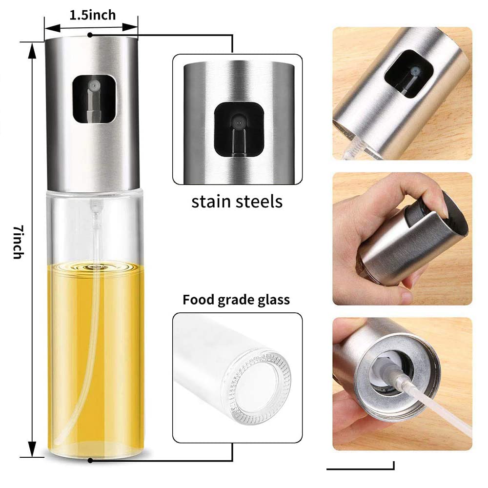 100ml Glass Olive Oil Sprayer Mister Bottle - Perfect for Cooking, Salad Dressing, BBQ, Baking & Roasting | Healthy Oil Dispenser for Kitchen & Outdoor Grilling