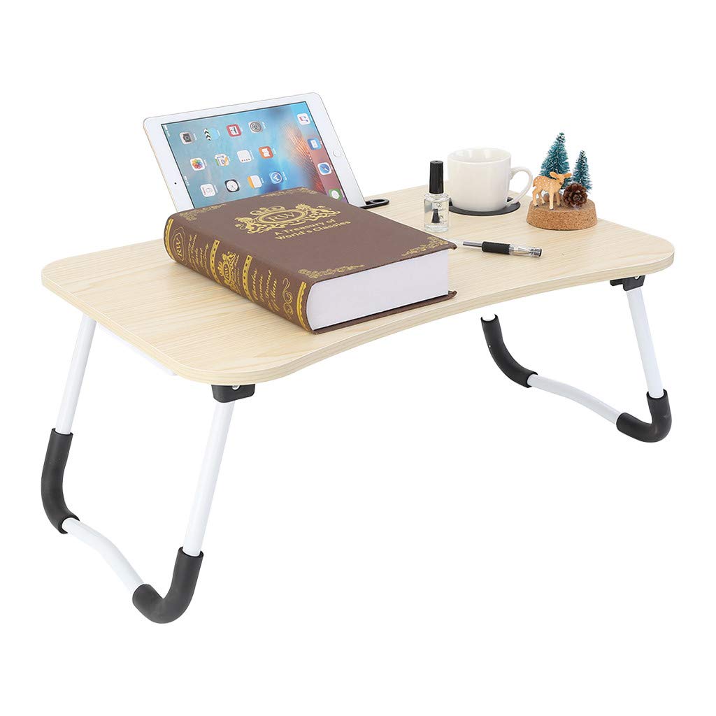 Foldable Portable Bed Tray - Adjustable Laptop Desk for Home Office, Breakfast in Bed, Reading & Writing (Khaki) | Lightweight Multi-Functional Table for Sofa, Floor, Couch Use