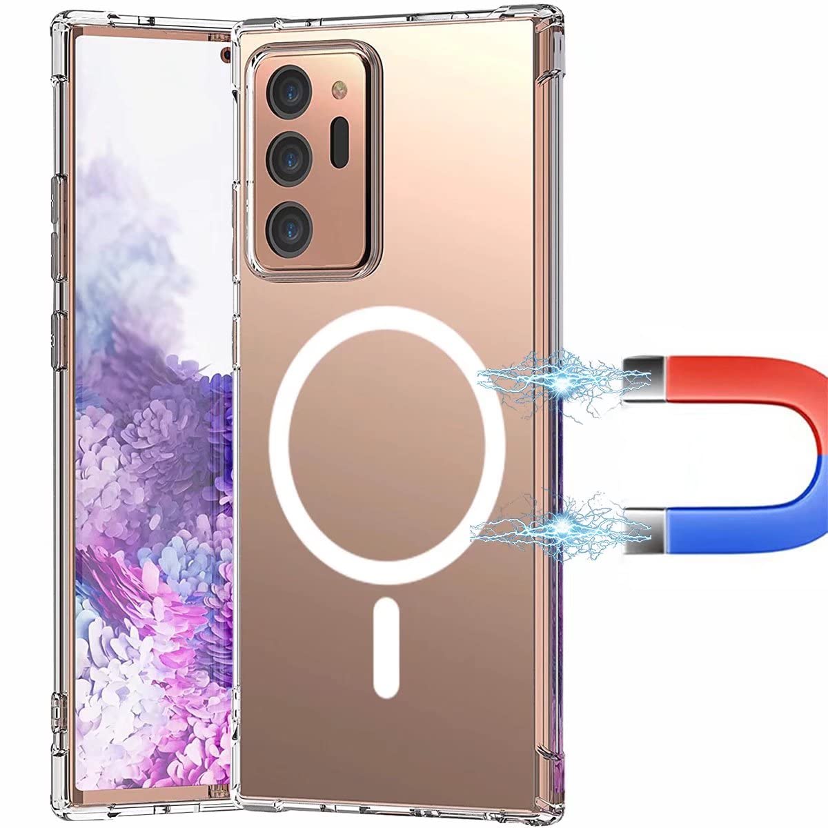 Clear Magnetic Phone Case for Samsung Galaxy Note 20 - MagSafe Compatible, Slim Fit Shockproof TPU Bumper with Hard Back Cover | Anti-Yellowing Protection for Everyday Use & Wireless Charging