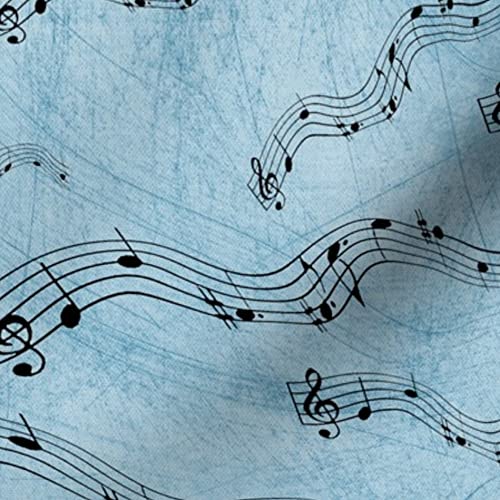 Premium Spoonflower Fabric - Blue Music Notes Printed on Soft Minky Fabric by The Yard - Perfect for Sewing Baby Blankets, Quilt Backing & Plush Toys | DIY Nursery Decor & Cozy Home Projects
