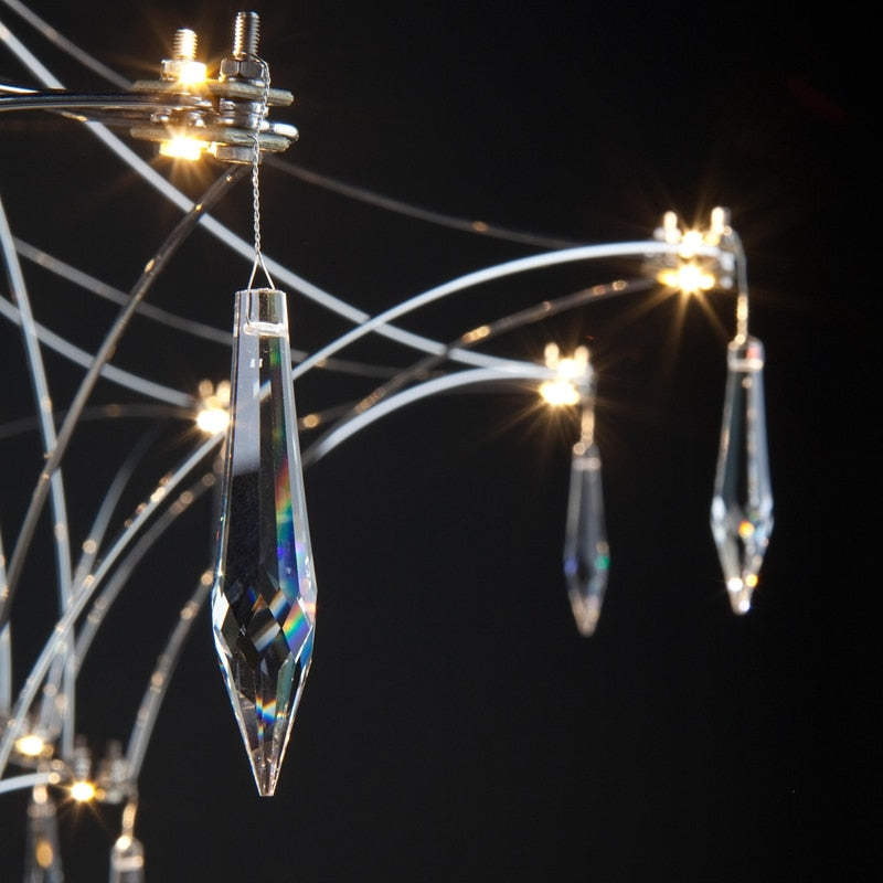 Elegant Starry Crystal Minimalist Chandelier - Modern Ceiling Light Fixture for Dining Room, Bedroom, Living Room Decor
