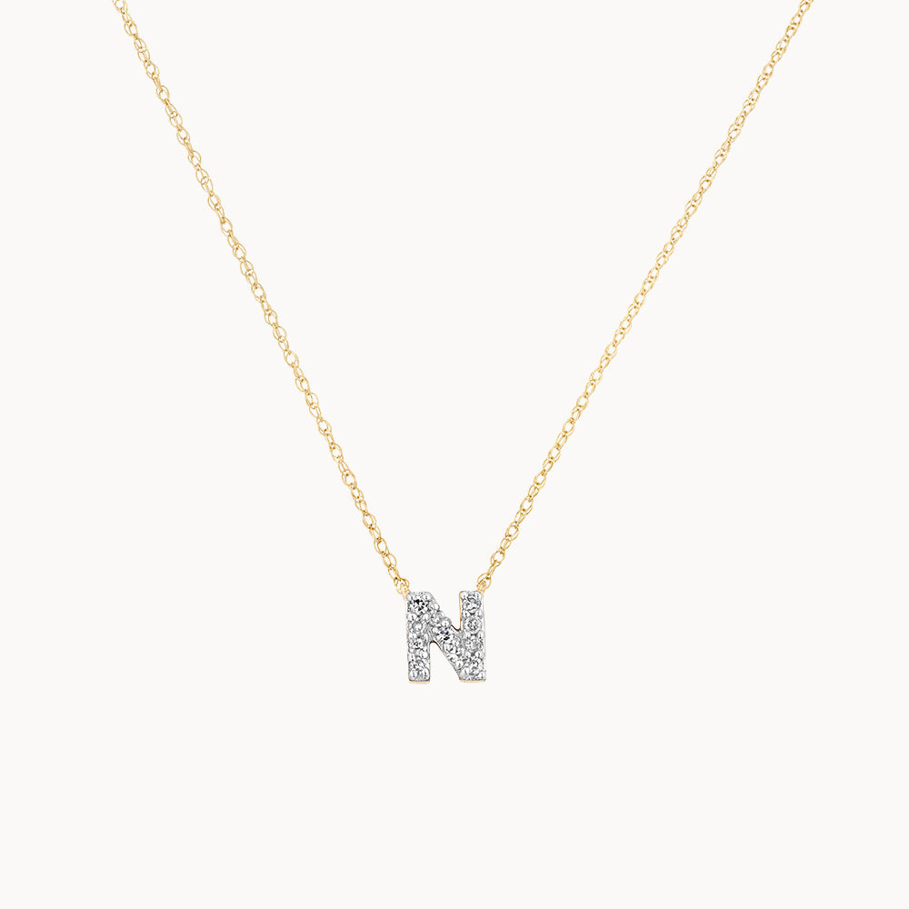 10k Gold Diamond Letter N Necklace - Personalized Initial Pendant for Women, Gift for Her - Perfect for Birthdays, Anniversaries & Special Occasions