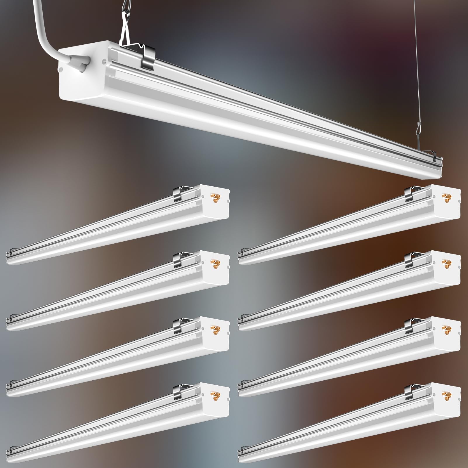 4FT 2.5inch 72W Linkable LED Shop Lights - 8 Pack, 10000LM 100-277V Garage Lighting with 5ft On/Off Switch, 5000K Daylight White, Plug and Play (Hanging/Flush Mount) - Perfect for Workshops, Garages, Warehouses & Commercial Spaces
