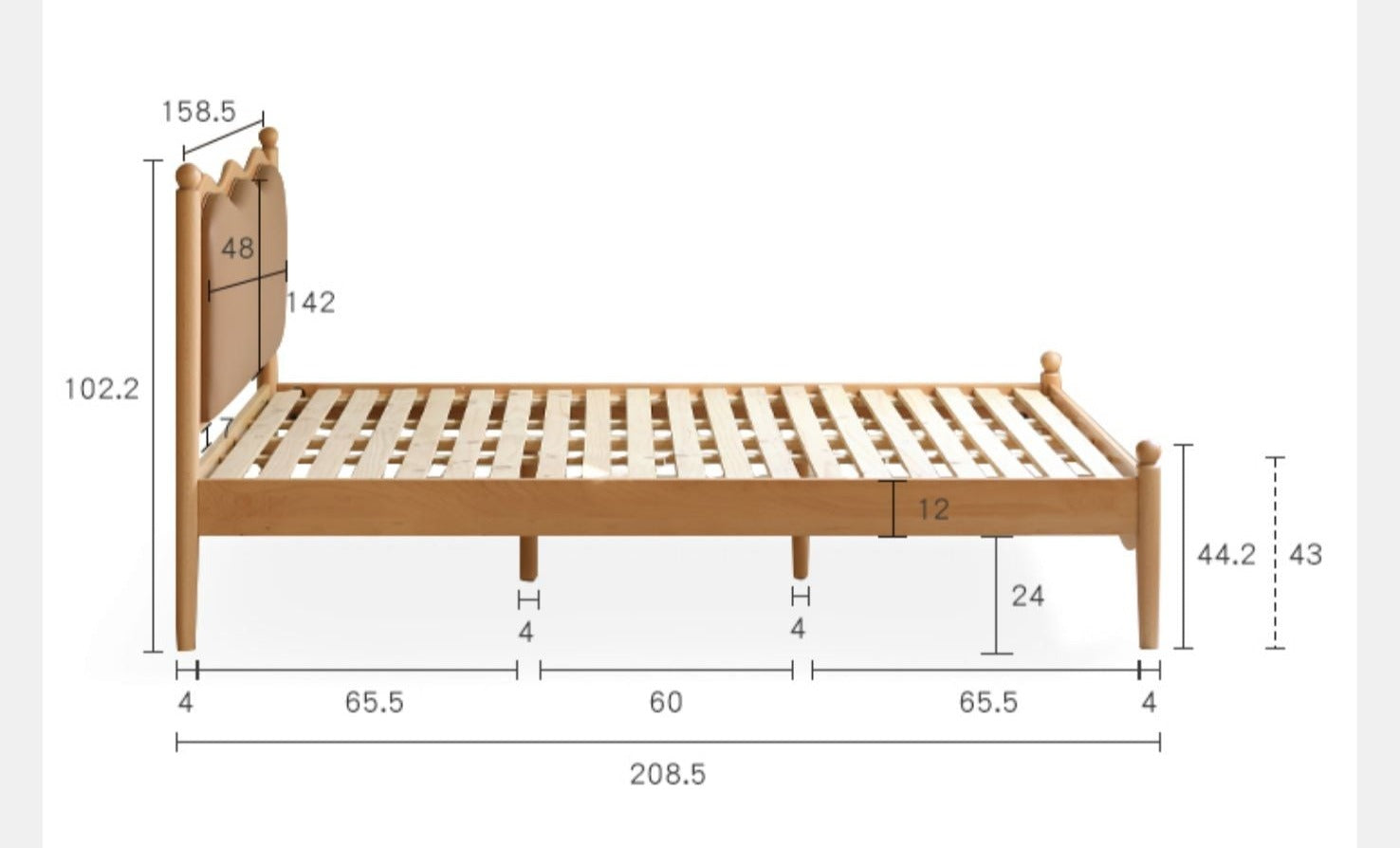 Solid Oak & Beech Wood Children's Bed - Princess Style for Girls & Classic Design for Boys | Durable Kids Bedroom Furniture for Playtime & Sweet Dreams