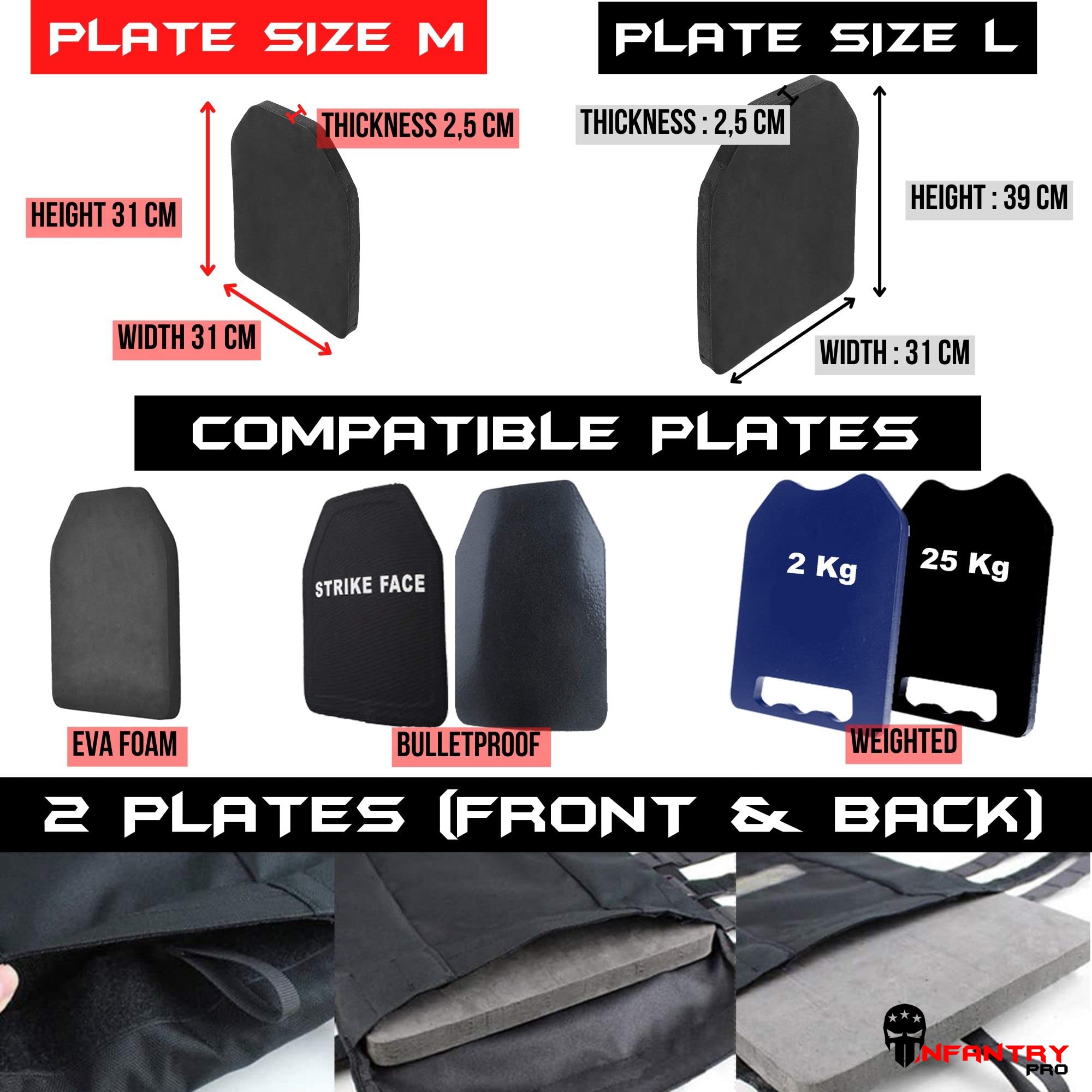 InfantryPro Tactical Vest for Airsoft - Military Plate Carrier, Police & Sniper Gear - Ballistic Protection for Airsoft Guns & BB Replicas - Perfect for Airsoft Battles, Training & Outdoor Tactical Scenarios