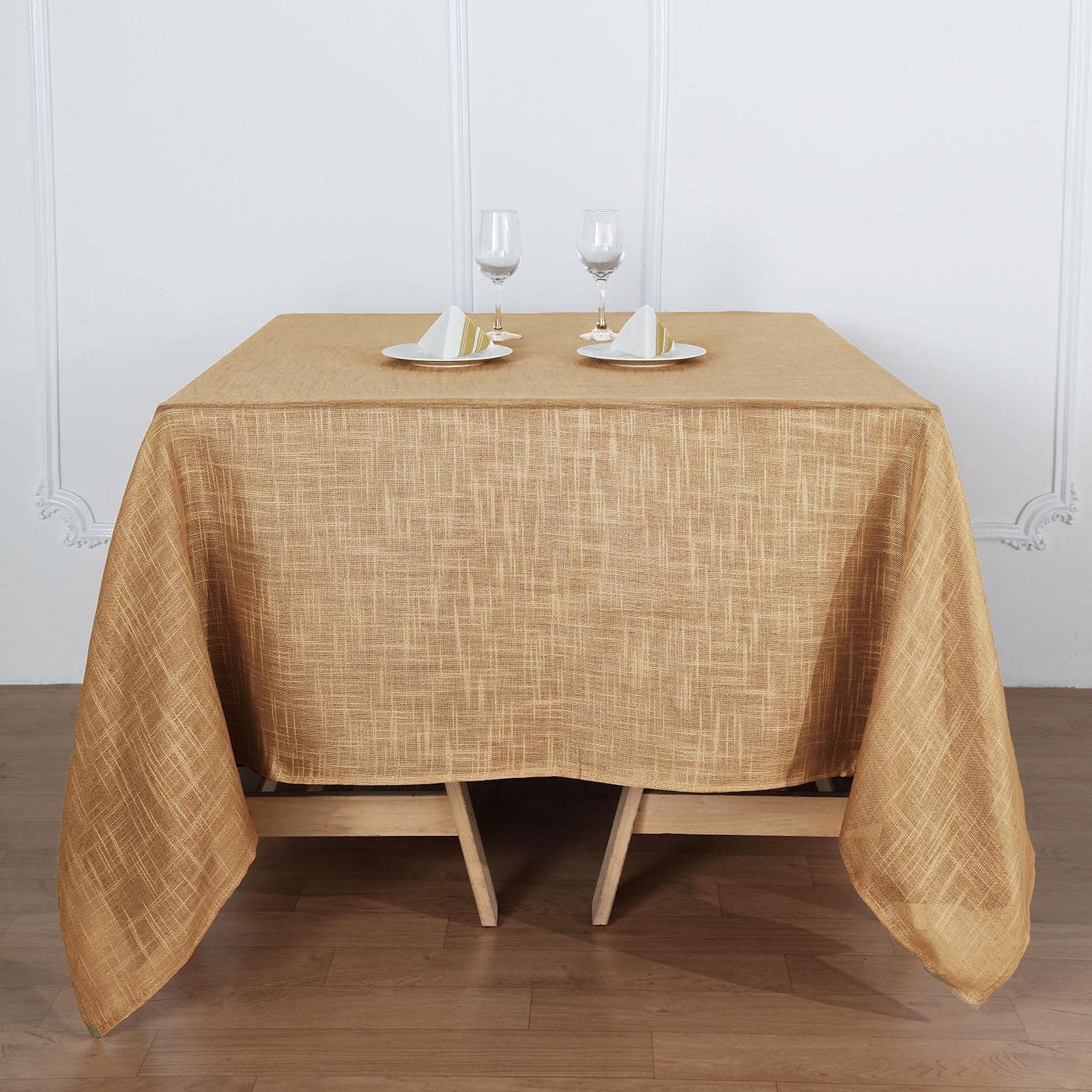 Premium Faux Linen Square Tablecloth - 72