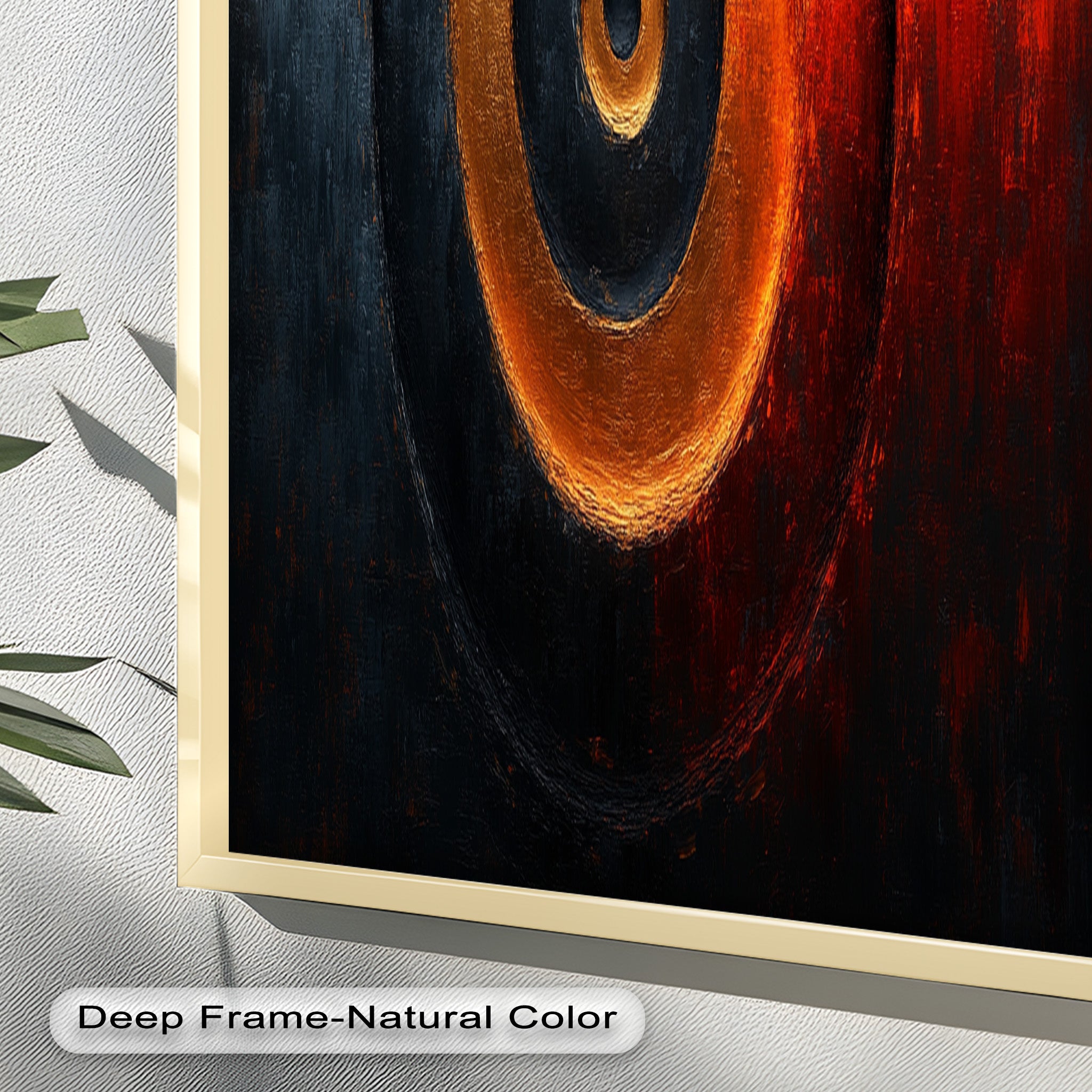 Abstract Gold Circle Wood Art - Modern Oil Painting Wall Decor for Living Room, Bedroom & Office | Handmade Canvas Artwork