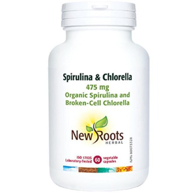 New Roots Spirulina & Chlorella 475mg - 60 Vegan Capsules for Detox & Immune Support - Perfect for Daily Wellness & Energy Boost