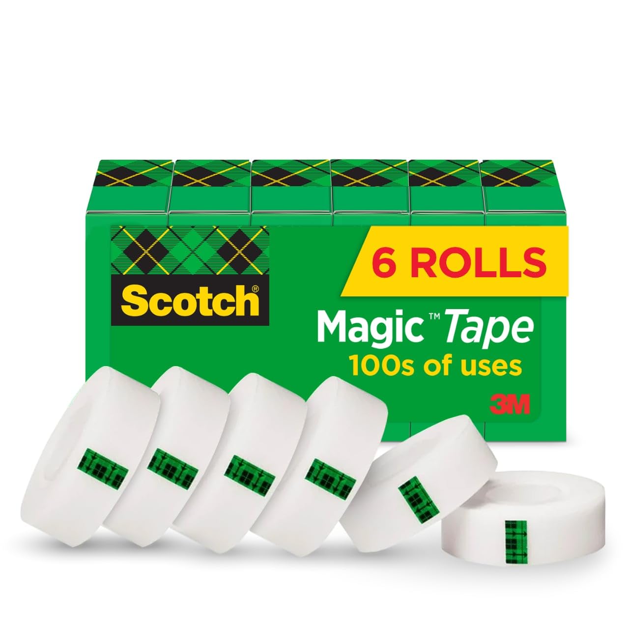 Scotch Magic Tape - 6 Rolls of Invisible Tape for Home Office, School, College & Classroom Supplies | Perfect for Crafting, Gift Wrapping & Document Repair