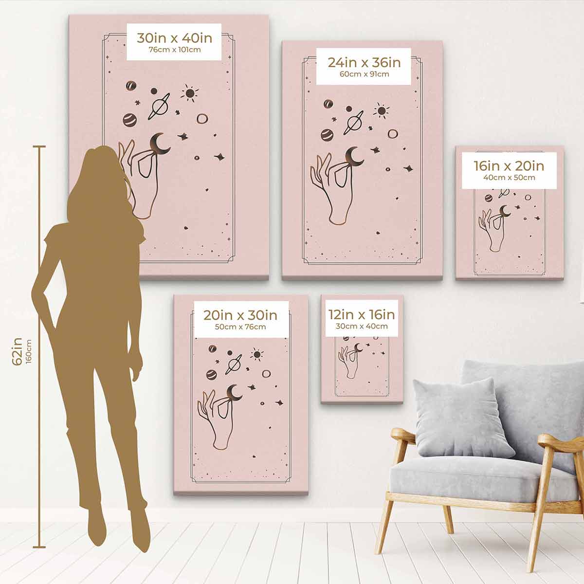 Pink Cosmic Hand Wall Art Canvas - Modern Abstract Painting for Home & Office Decor - Perfect for Living Room, Bedroom, or Gift