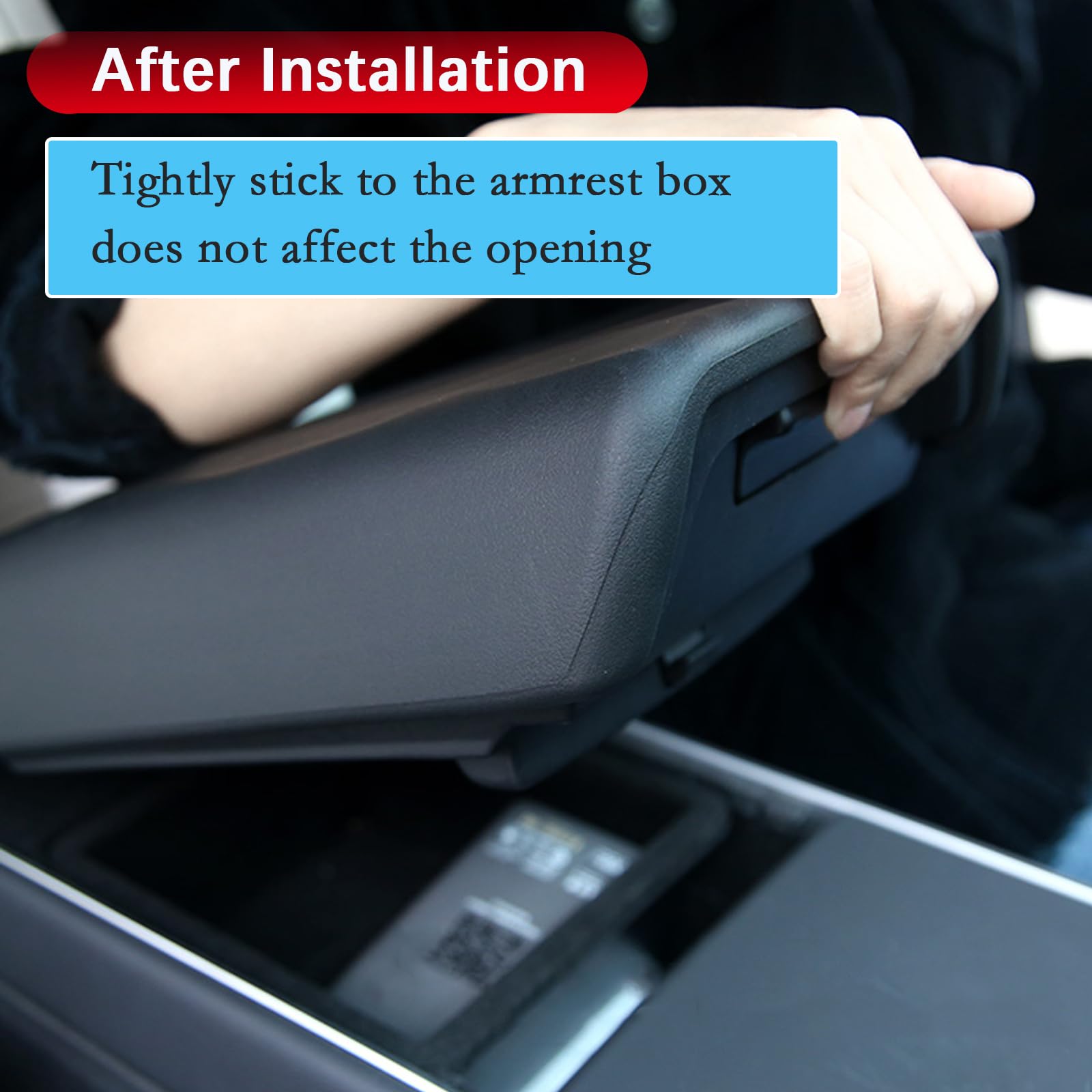 Premium Non-Slip Center Console Cover & Armrest Protector for Tesla Model 3/Y (2024-2025) - Interior Accessories, Anti-Scratch Protection for Daily Driving & Road Trips (Black)