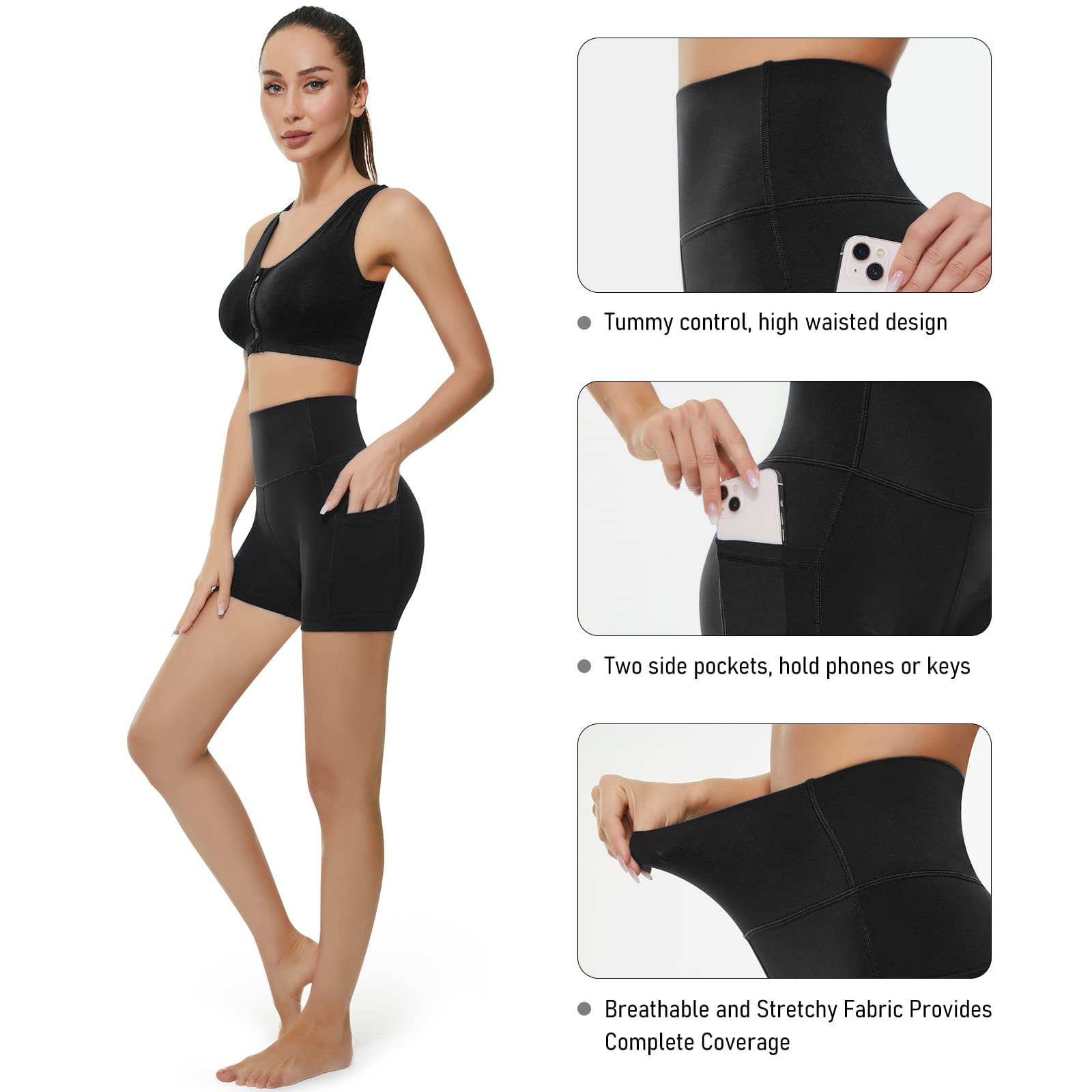 KKB Women's High Waist Yoga Shorts with Pockets - 5