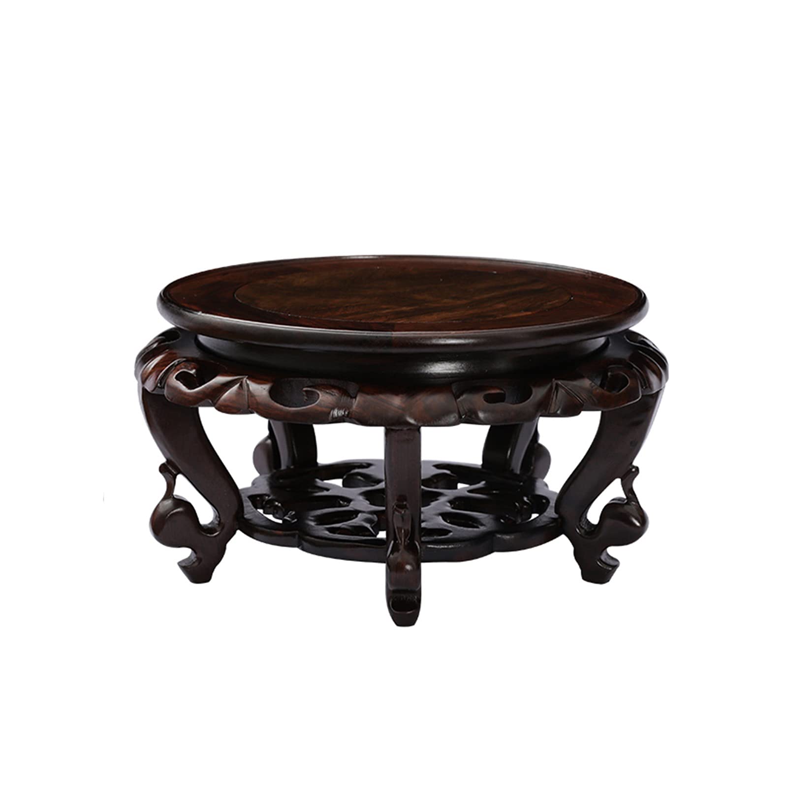 Ebony Wooden Display Stand Pedestal for Vase & Jar - Hand Carved Oriental Wood Base - Decorative Home Decor for Living Room, Office & Mantelpiece