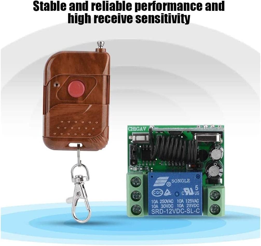 433MHz Wireless Remote Control Switch - 12V DC 1 Channel Relay Receiver with RF Transmitter for Home Automation | Manual Operation | Ideal for Lighting, Garage Doors & Smart Home Devices