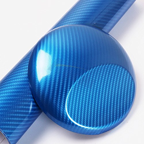 4D Blue Carbon Fiber Vinyl Wrap Sticker - Air Release Anti-Wrinkle Self-Adhesive Film (12
