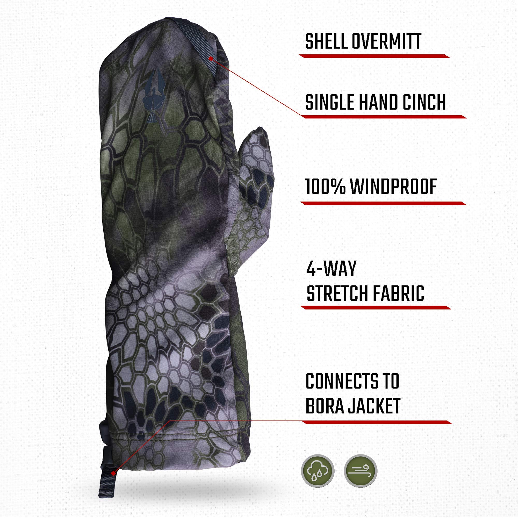 Kryptek Bora Overmitt for Men - Waterproof & Windproof Winter Gloves for Hunting, Skiing, Snowboarding - Cold Weather Outdoor Gear