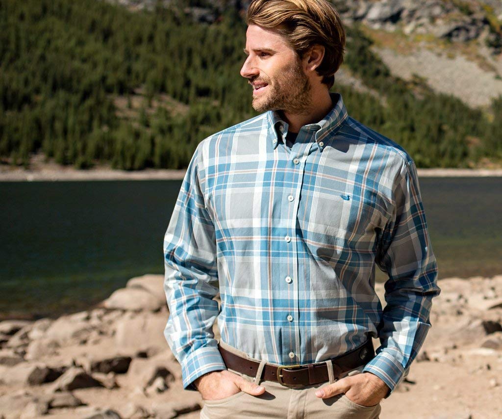 Southern Marsh Bedford Plaid Dress Shirt for Men - Classic Cotton Button Down Oxford Shirt for Business Casual, Office & Formal Occasions