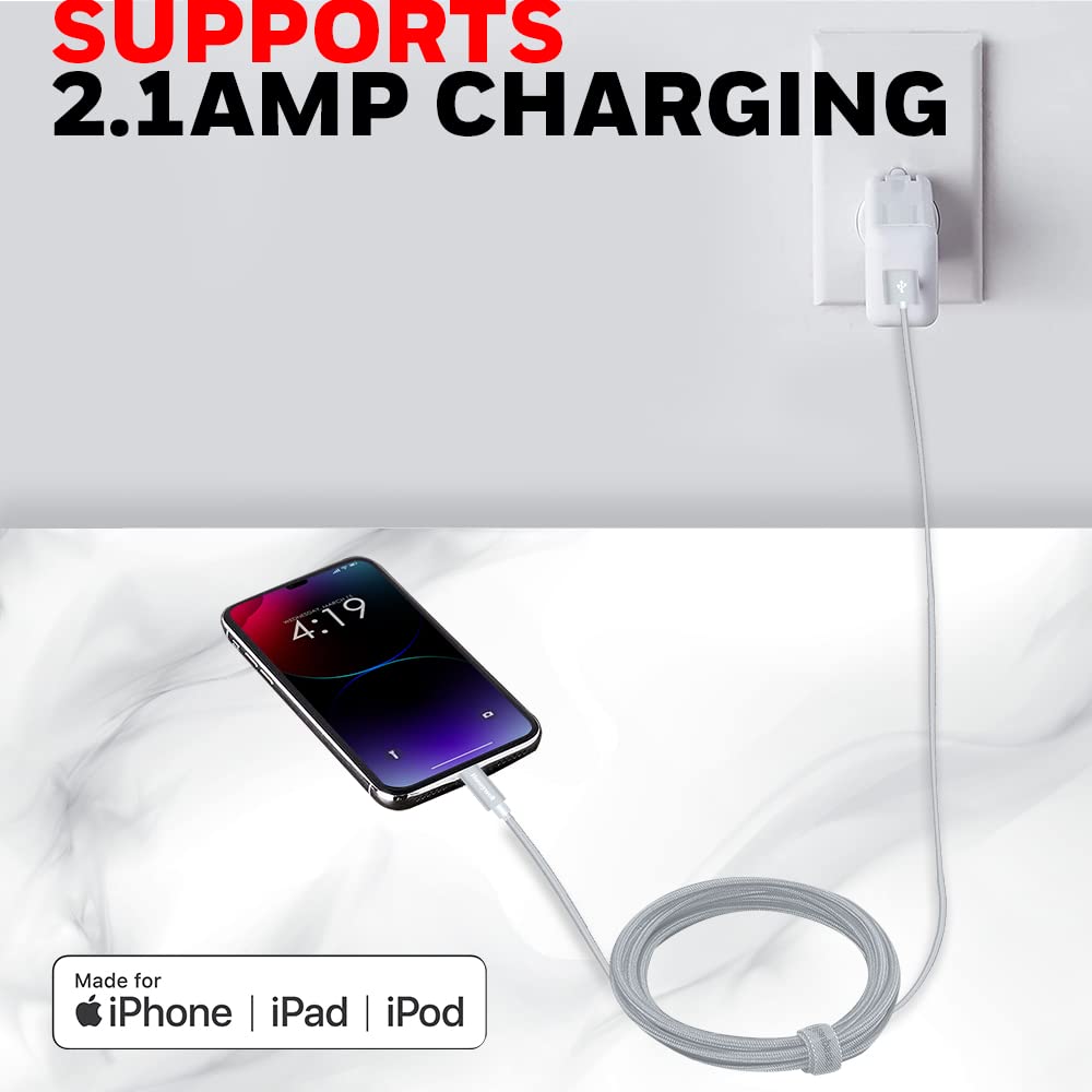Honeywell Apple Lightning Sync and Charge Cable 1.2M (Silver) - Fast Charging & Data Sync for iPhone, iPad, iPod - Perfect for Home, Office, and Travel Use