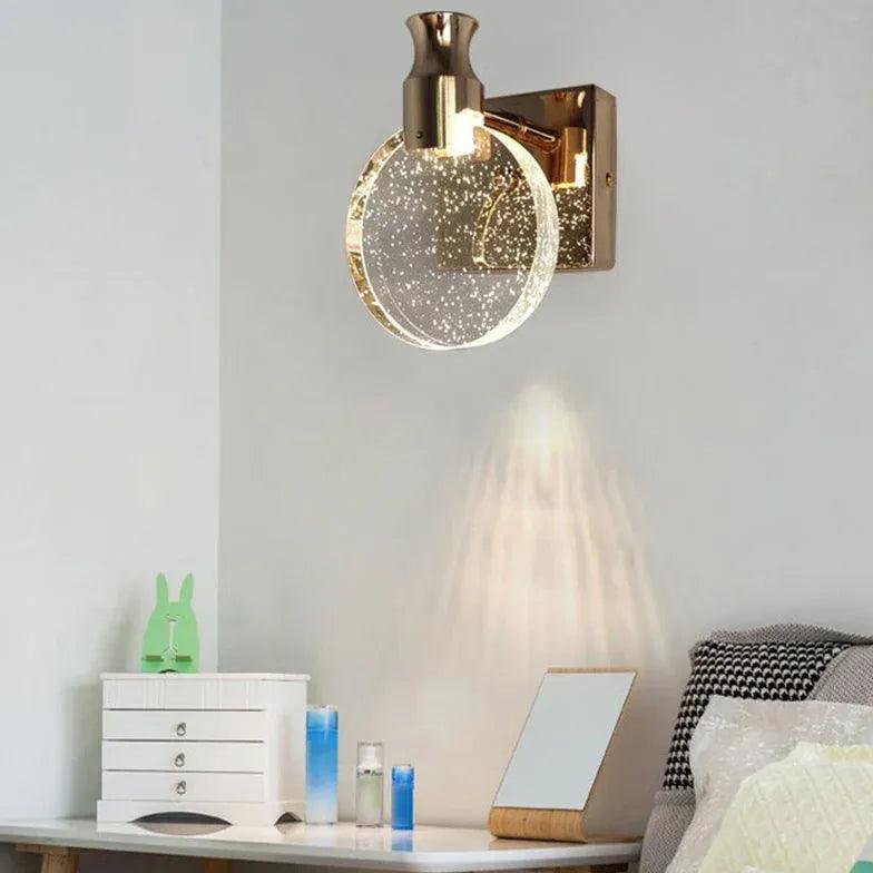 Round Bubble Transparent Metal LED Wall Light - Modern Dimmable Indoor/Outdoor Lighting for Living Room, Bedroom, Patio & Garden Decor