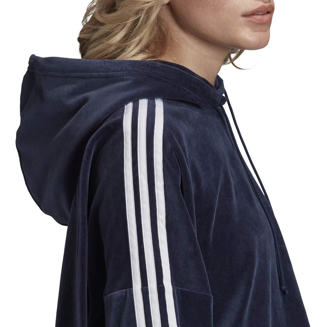 Adidas Originals Women's Velour Cropped Hoodie - Soft Fleece Pullover Sweatshirt for Casual Wear, Gym & Street Style Fashion