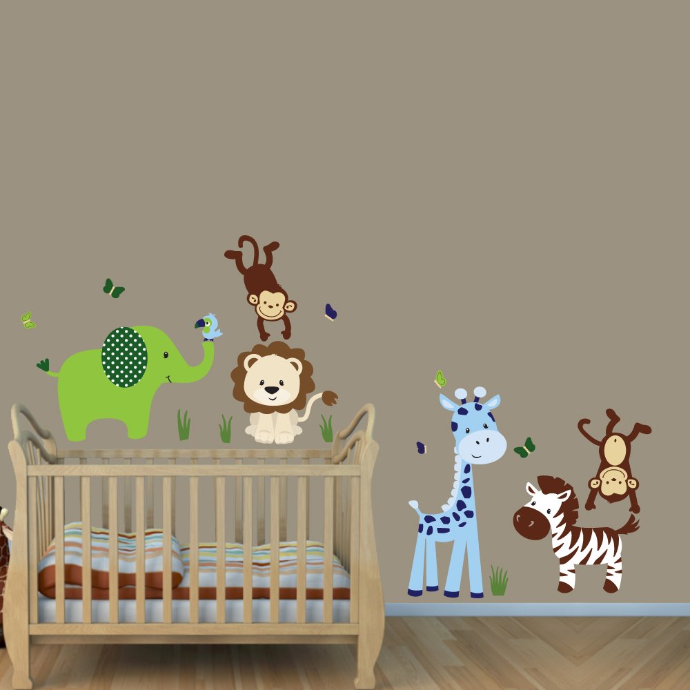Green Envy Jungle Wall Decals - Removable Animal Stickers for Kids Room Decor - Perfect for Nursery, Playroom & Bedroom Wall Art