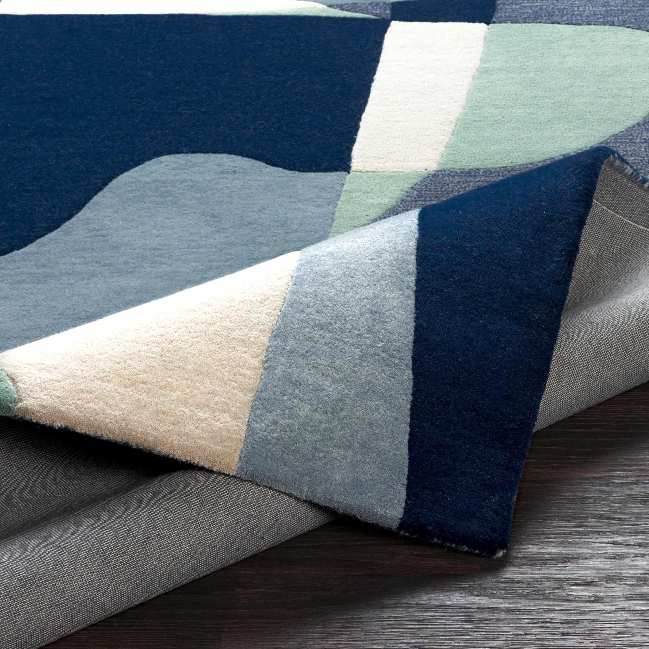 Hauteloom Crawfordsville Wool Area Rug 9' x 12' - Modern Blue & Green Handwoven Rug for Living Room, Bedroom - Soft & Durable Home Decor - Perfect for Cozy Spaces & High-Traffic Areas